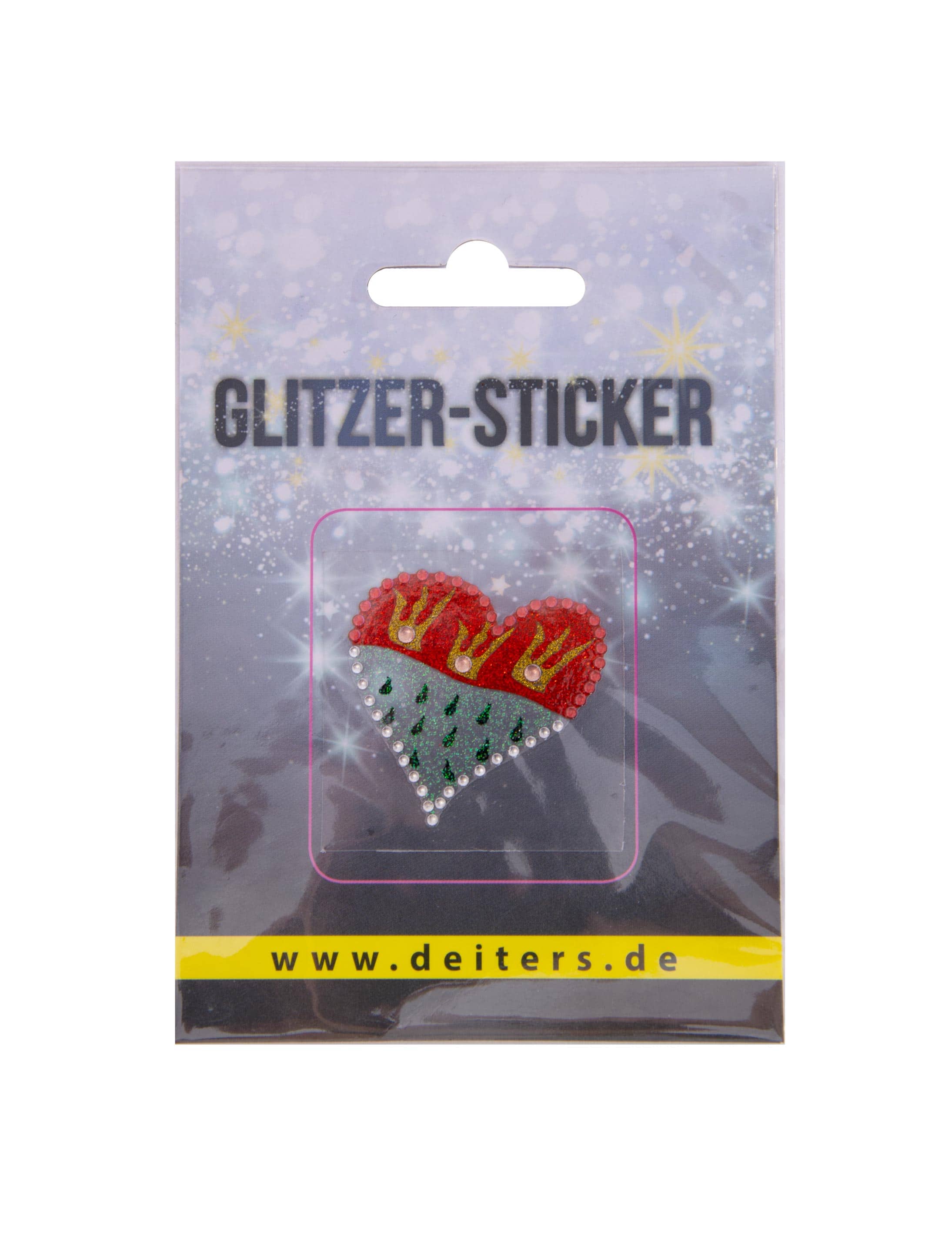 Kostümzubehör Glitzer-Tattoo Köln Herz geschwungen mit Strass Farbe: rot/weiß