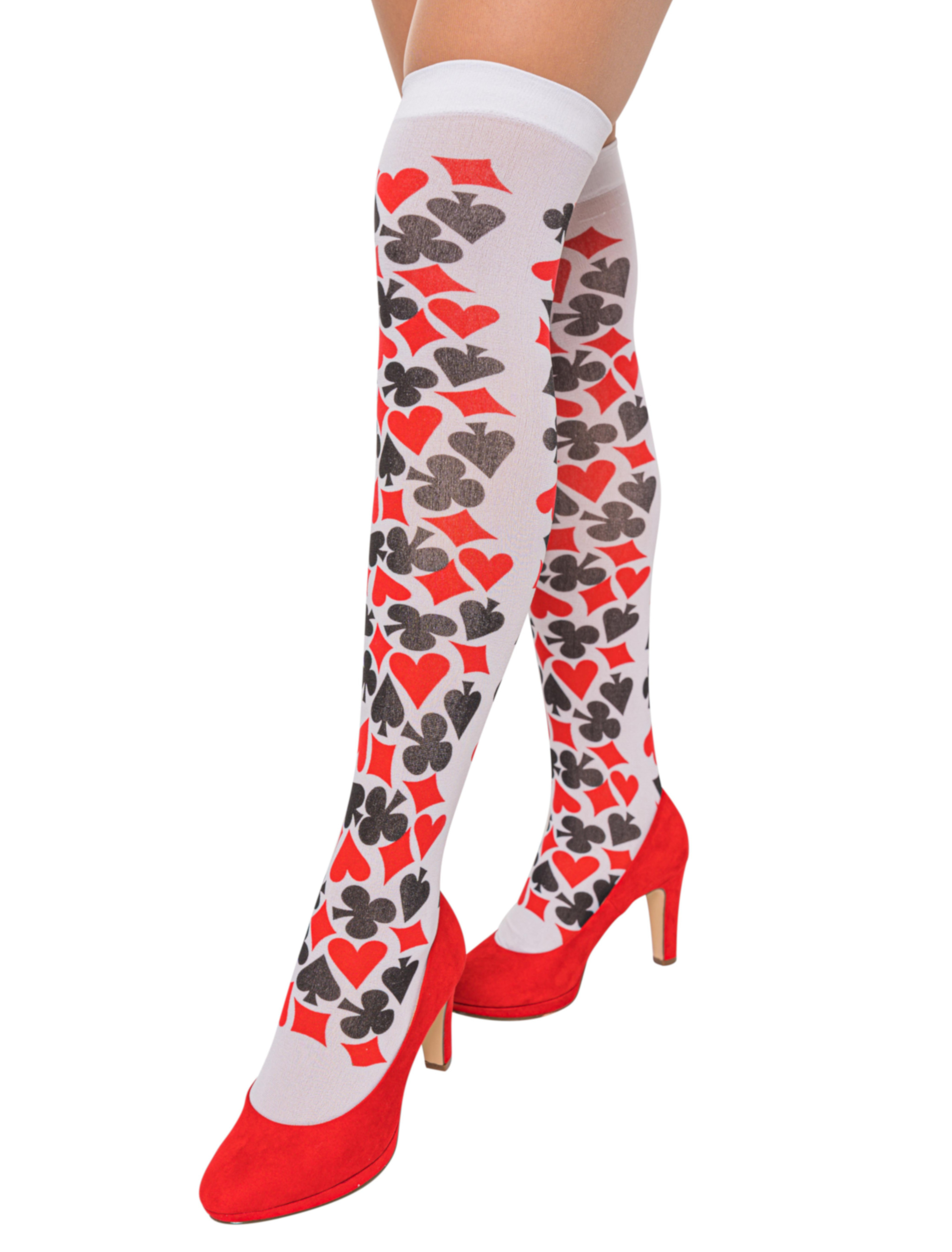 Kostümzubehör Overknees Kartenspiel Farbe: weiß