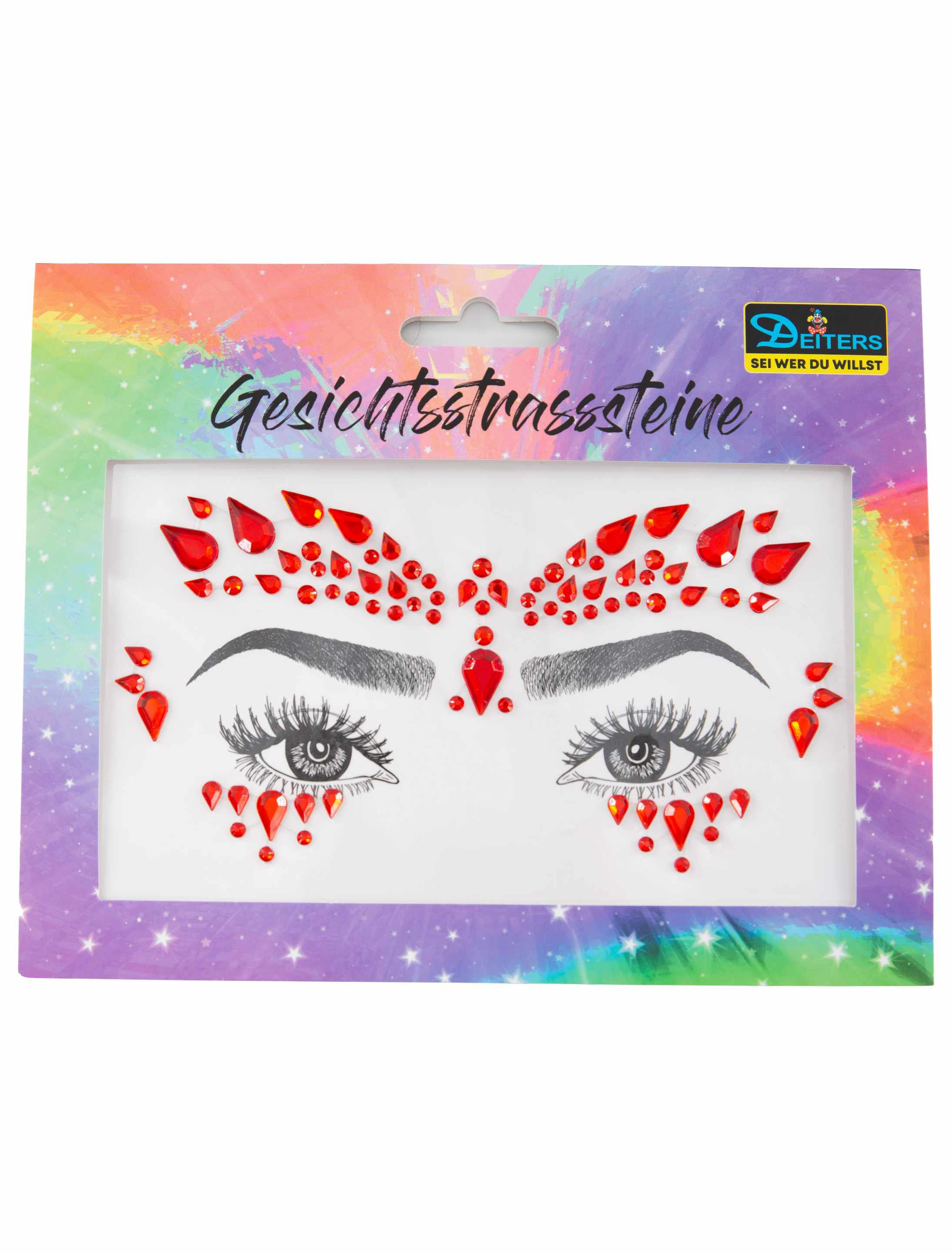 Gesichtsstrasssteine Teufel rot Schminke für Karneval & Fasching