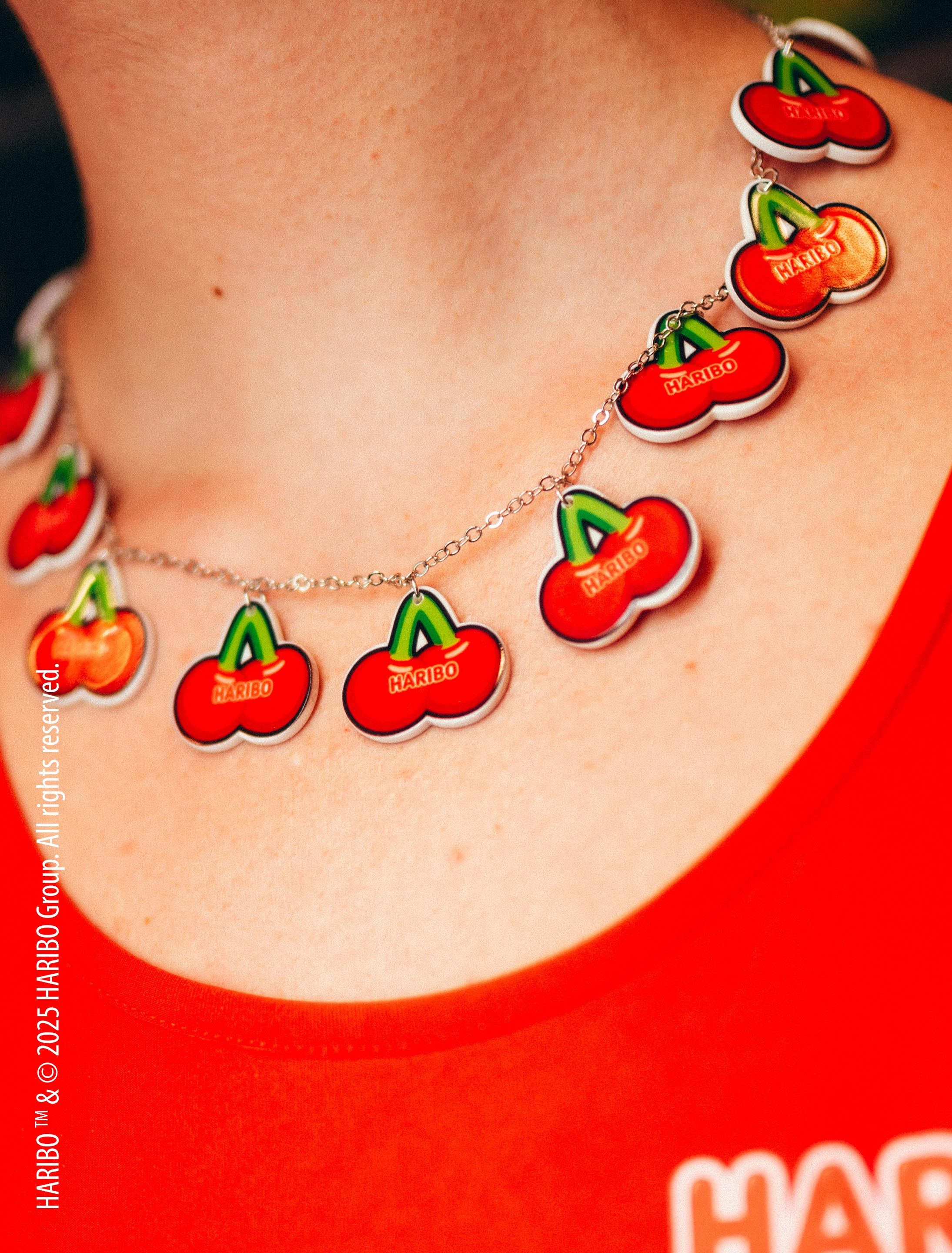 Kostümzubehör Halskette HARIBO Happy Cherries rot