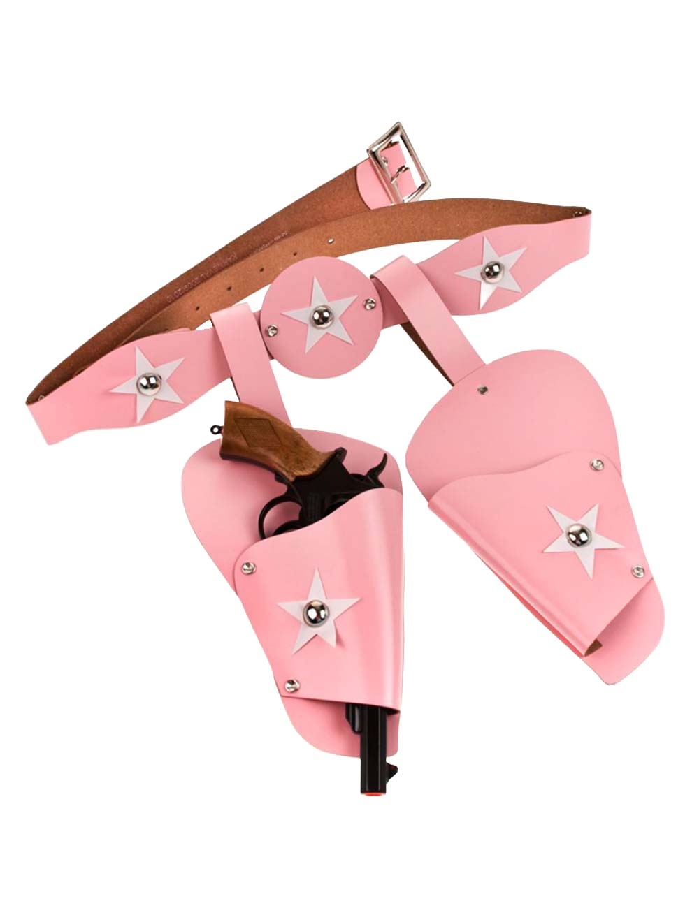 Kostümzubehör Cowboygürtel rosa 2 Taschen
