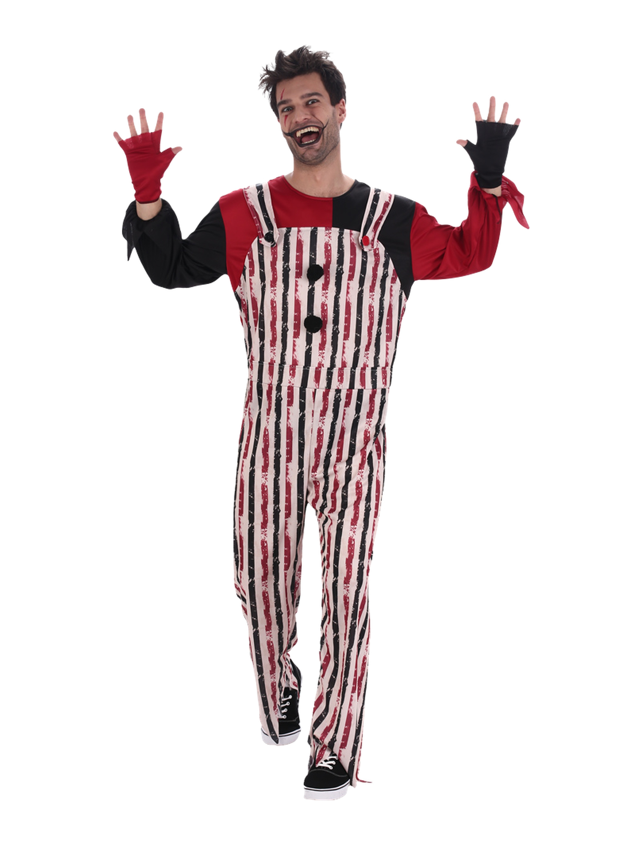 Overall Horrorclown 2-tlg. Herren schwarz/weiß/rot XL