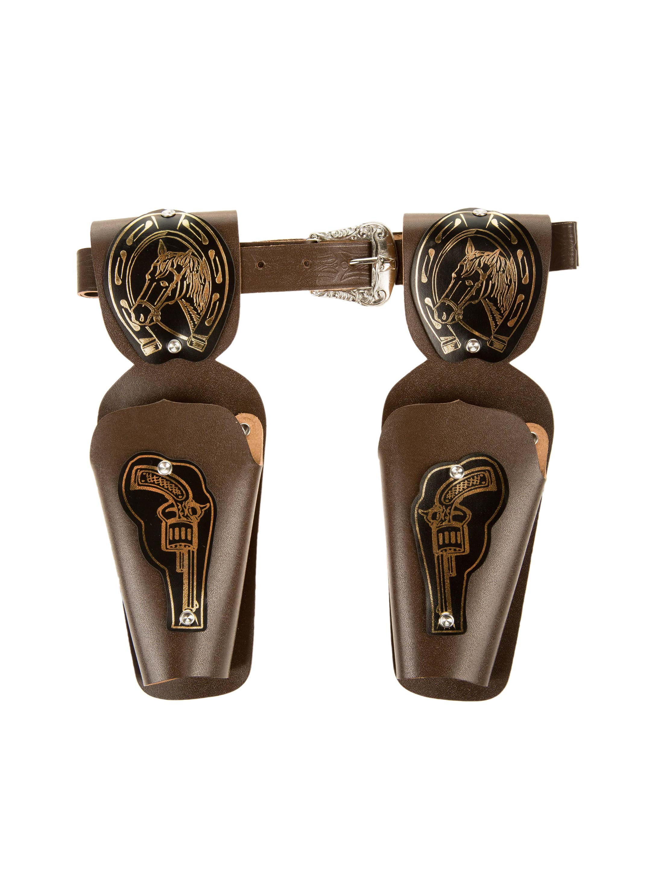 Kostümzubehör Coltgürtel 2 Taschen braun