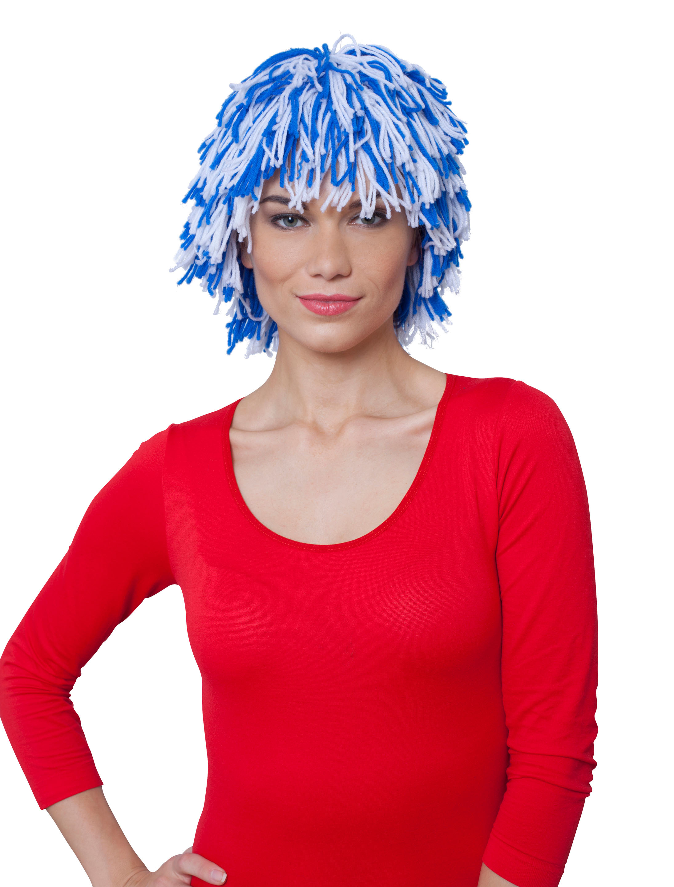 Kostümzubehör Kostümzubehör Perücke Clown Wolle blau/weiß