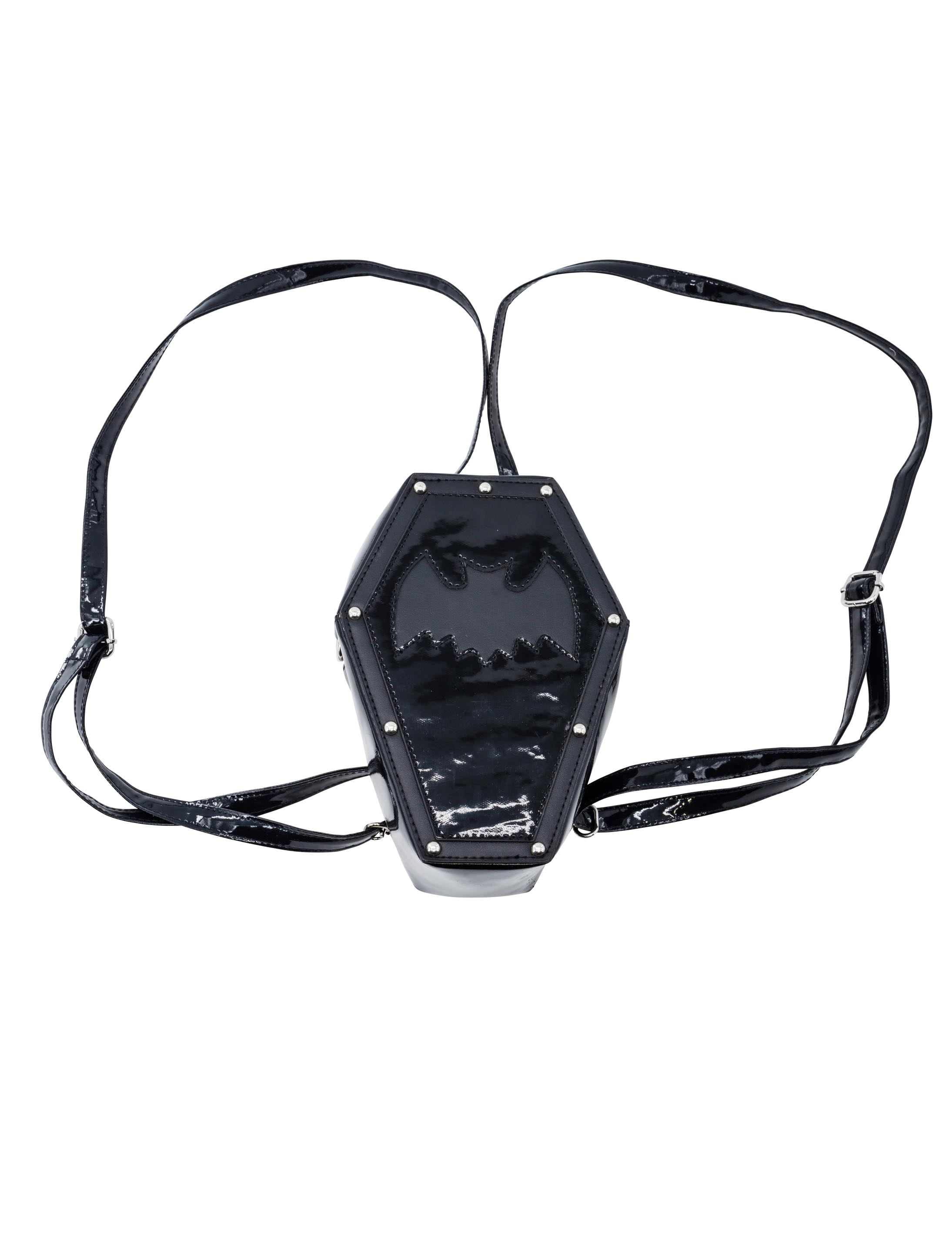 Kostümzubehör Tasche Sarg mit Fledermaus schwarz