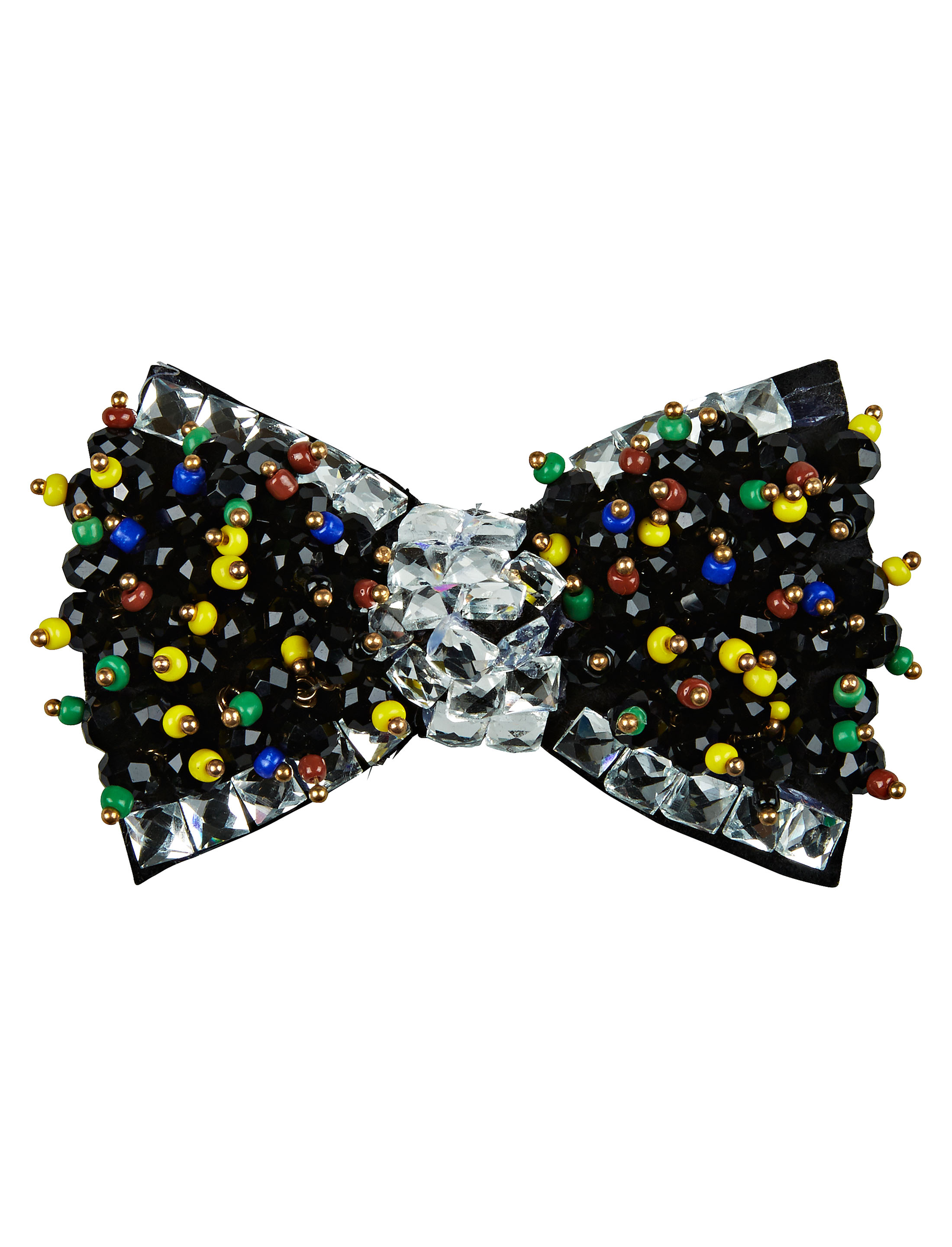 Kostümzubehör Aufnäher Fliege mit Perlen schwarz