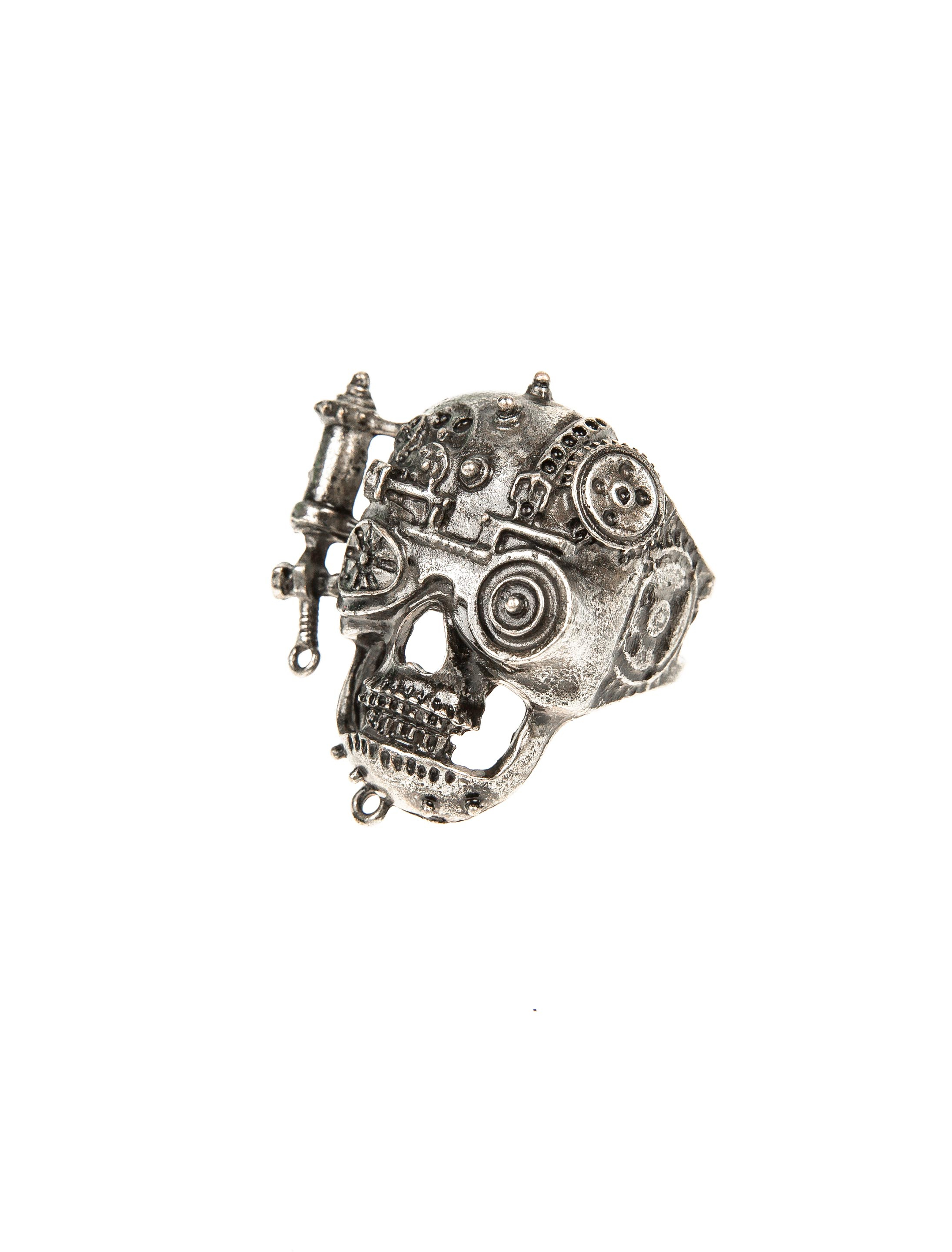 Kostümzubehör Ring Steampunk Totenkopf schwarz
