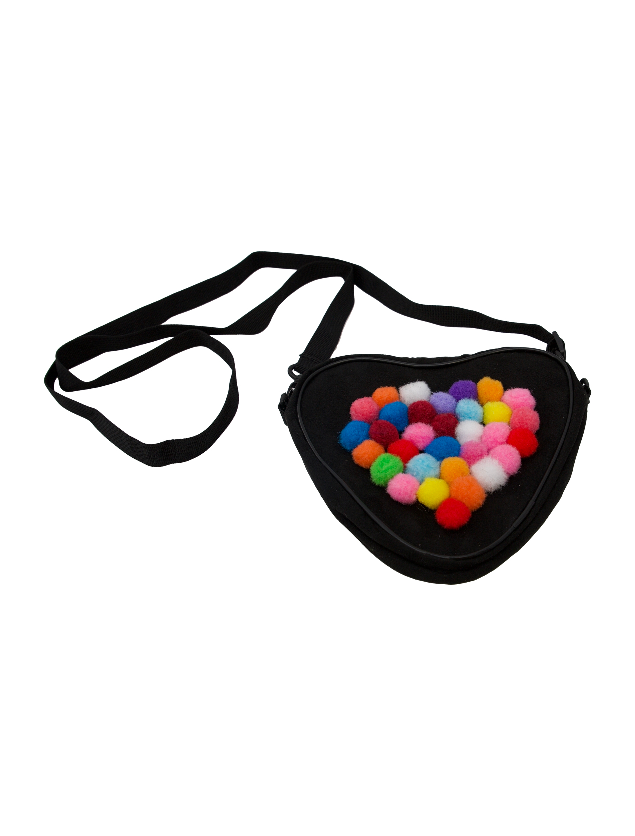 Kostümzubehör Tasche Herz mit Pompoms schwarz