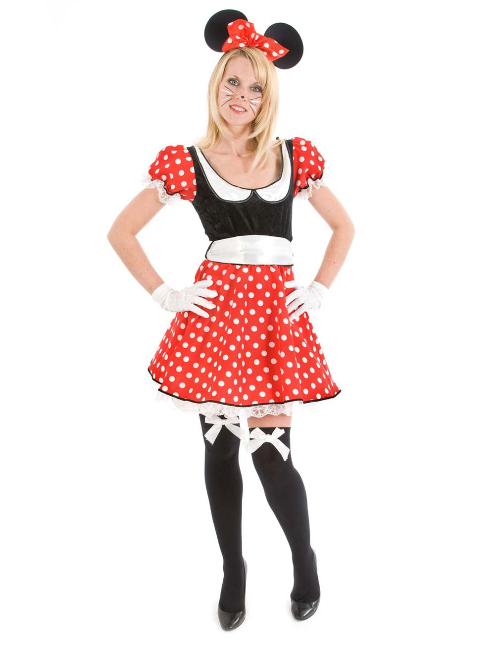 Kleid Mausi 2-tlg. Damen rot/schwarz 34