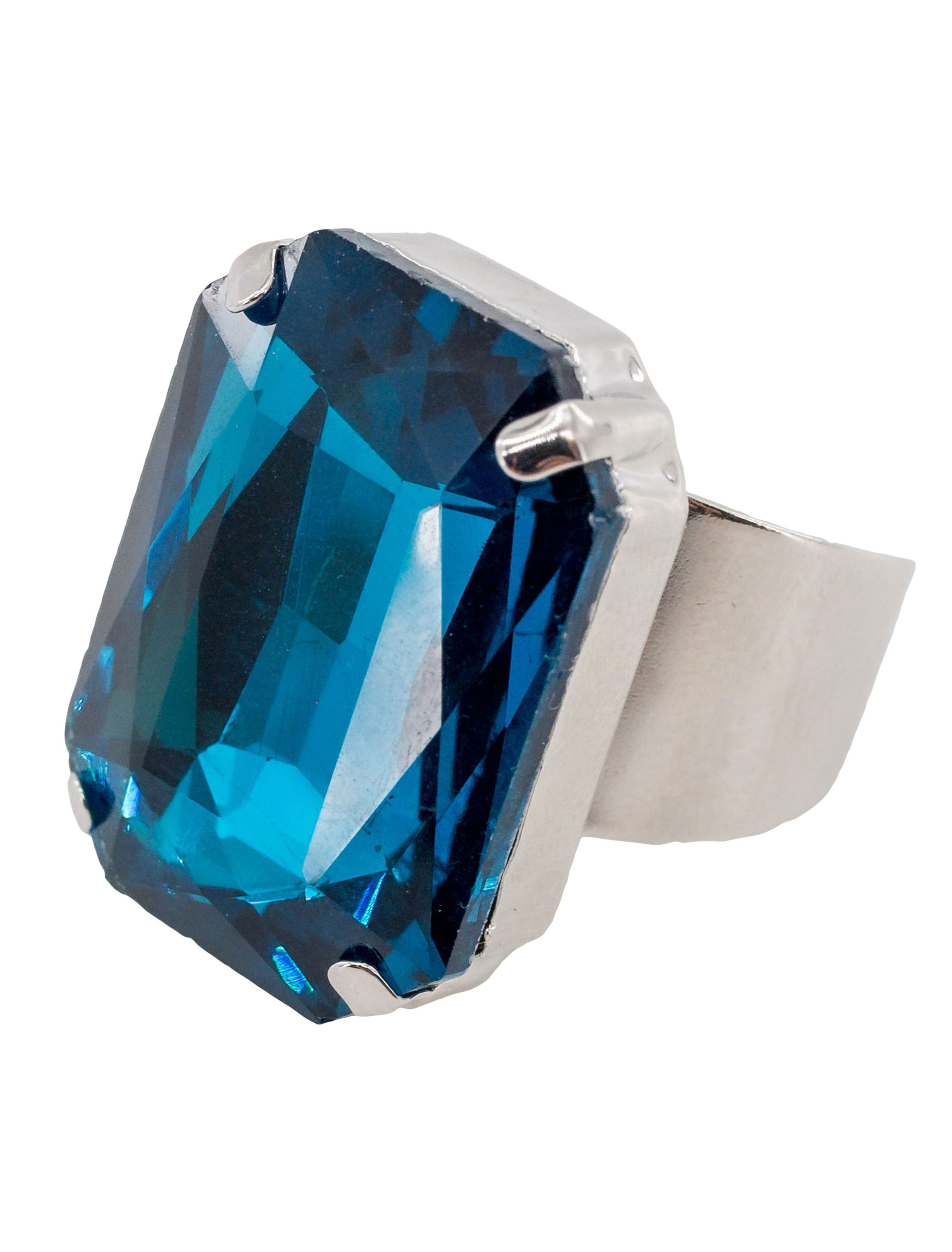 Kostümzubehör Ring mit Kristall blau