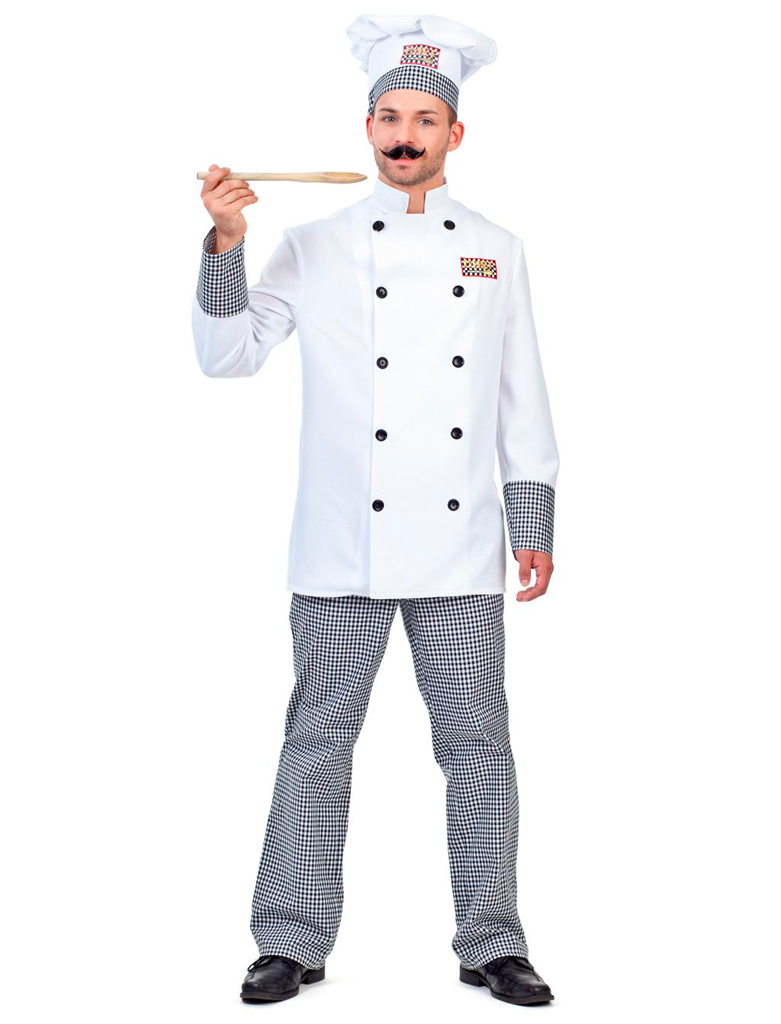 Koch mit Mütze 3-tlg. weiß L
