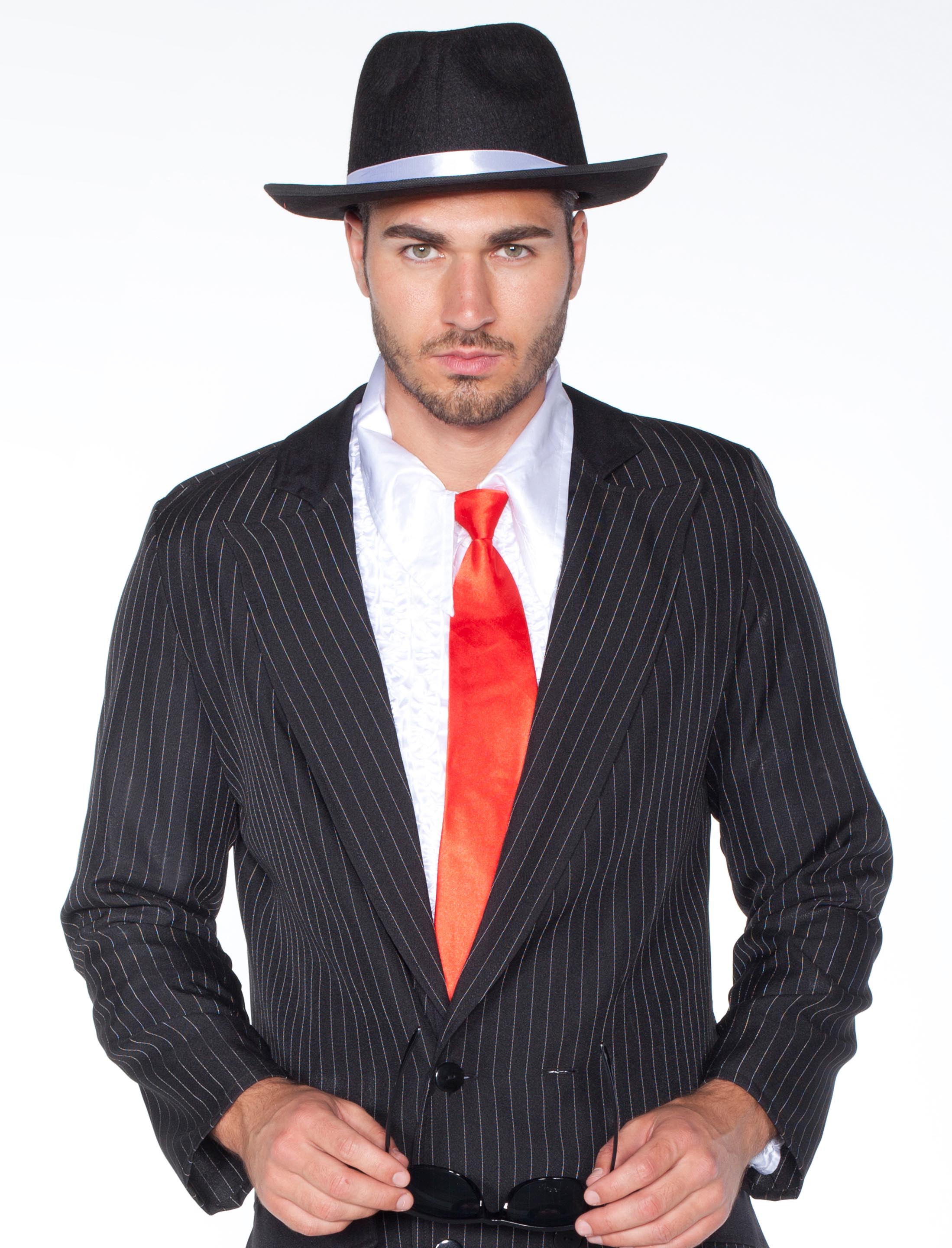 Kostümzubehör Gangsterhut schwarz mit schwarzem Band