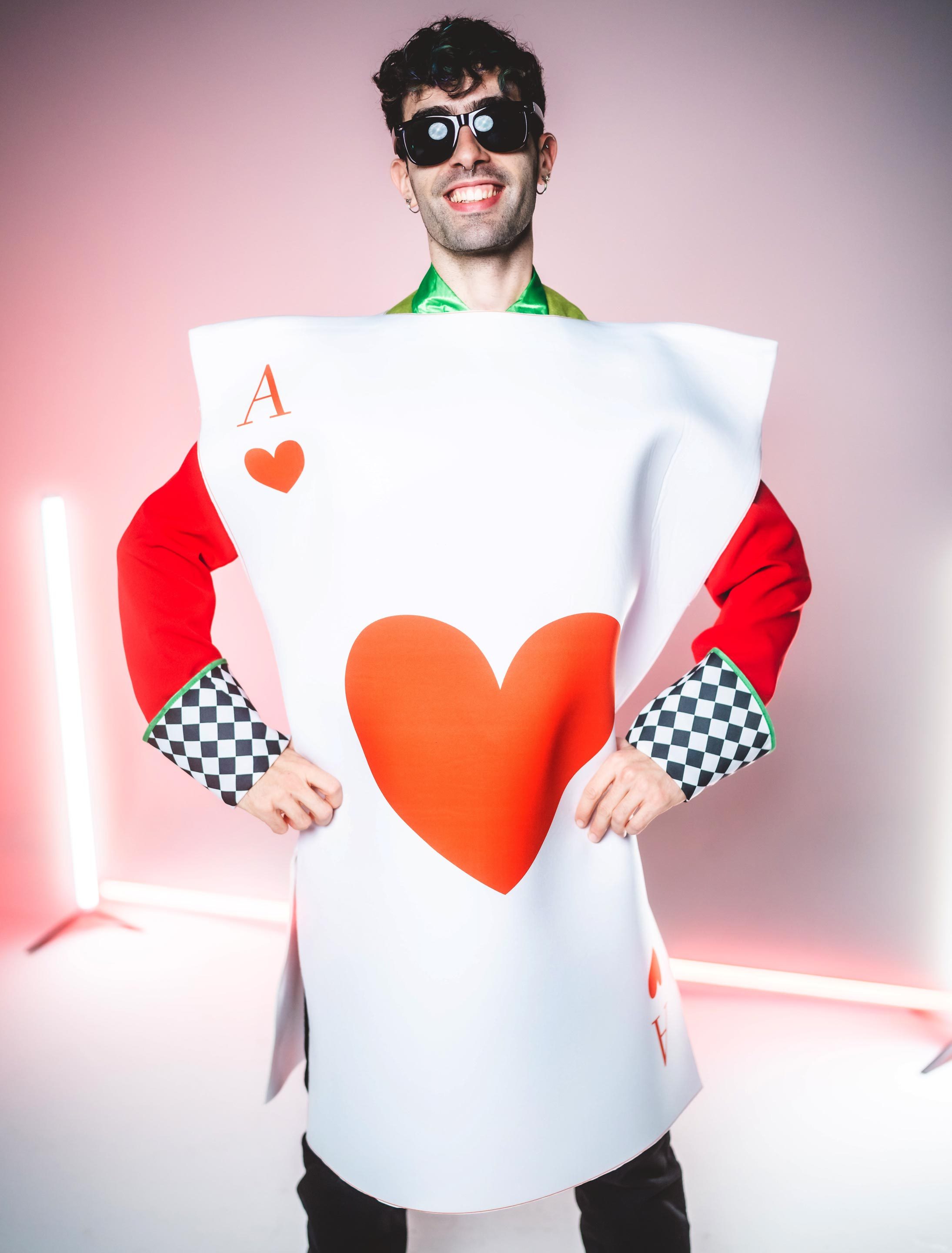 Kostüm Spielkarte Herz-Ass weiß one size