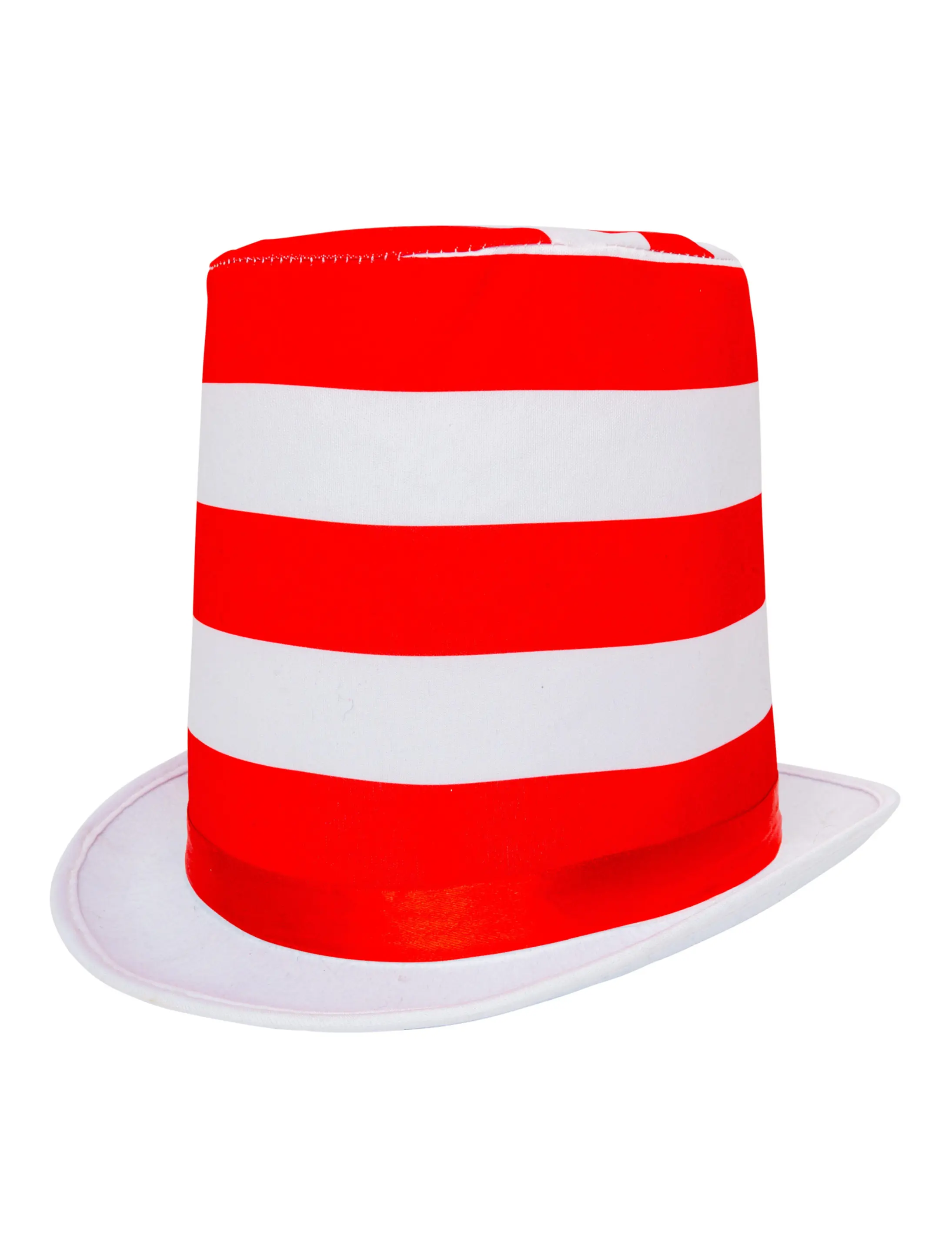Kostümzubehör Zylinder hoch rot/weiß gestreift
