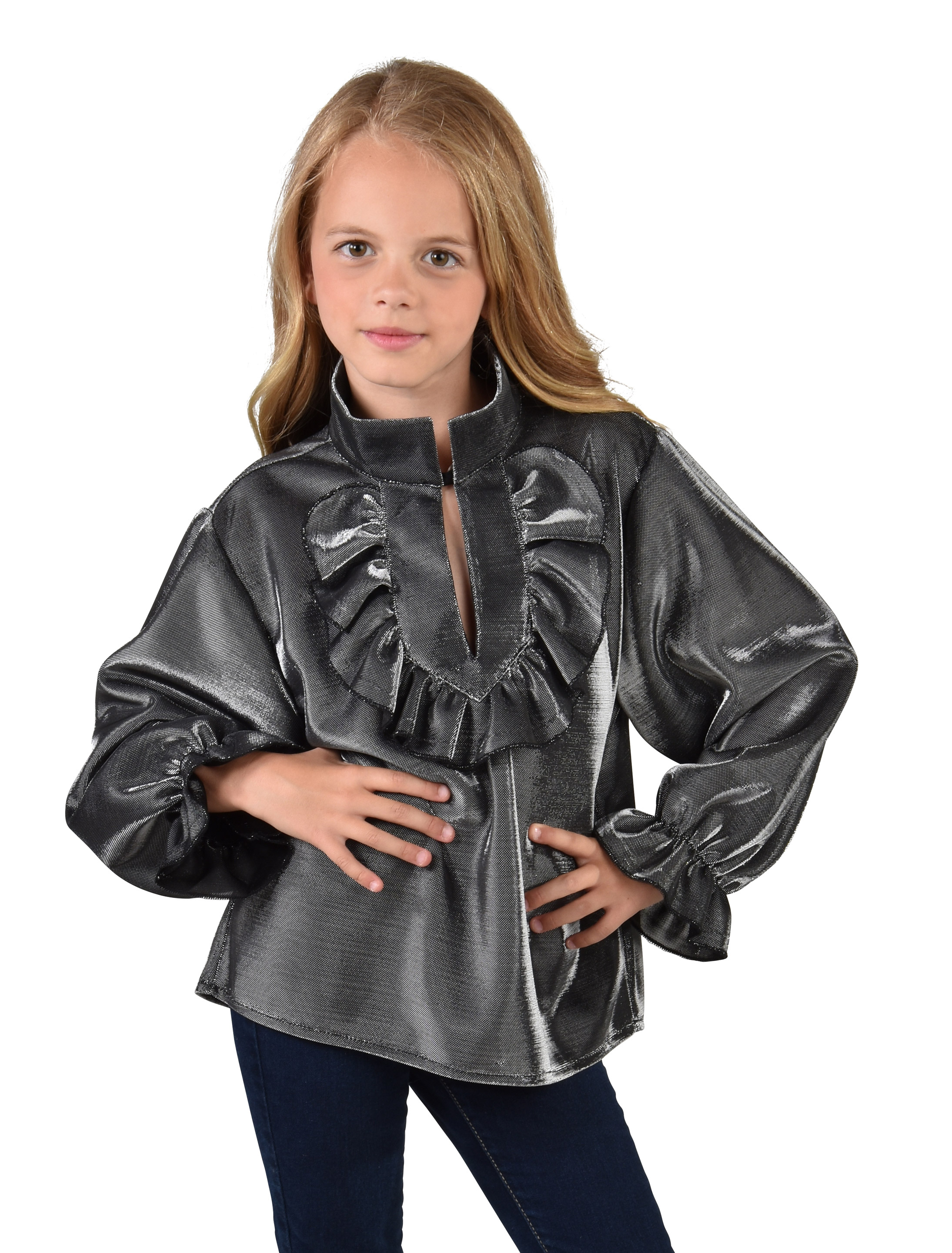 Hemd Glanz Kinder silber 140