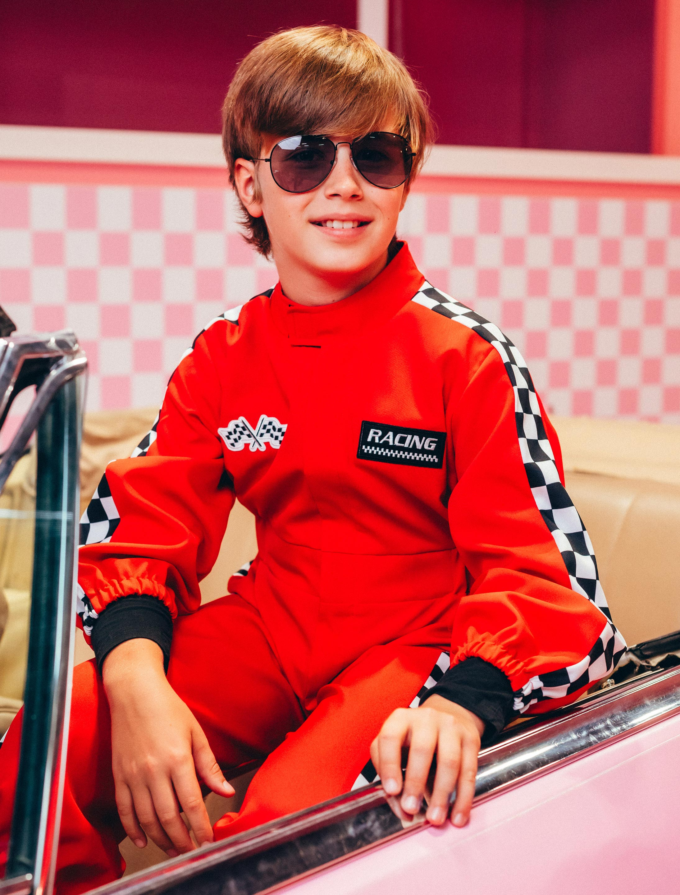 Overall Rennfahrer Kinder rot 134/140