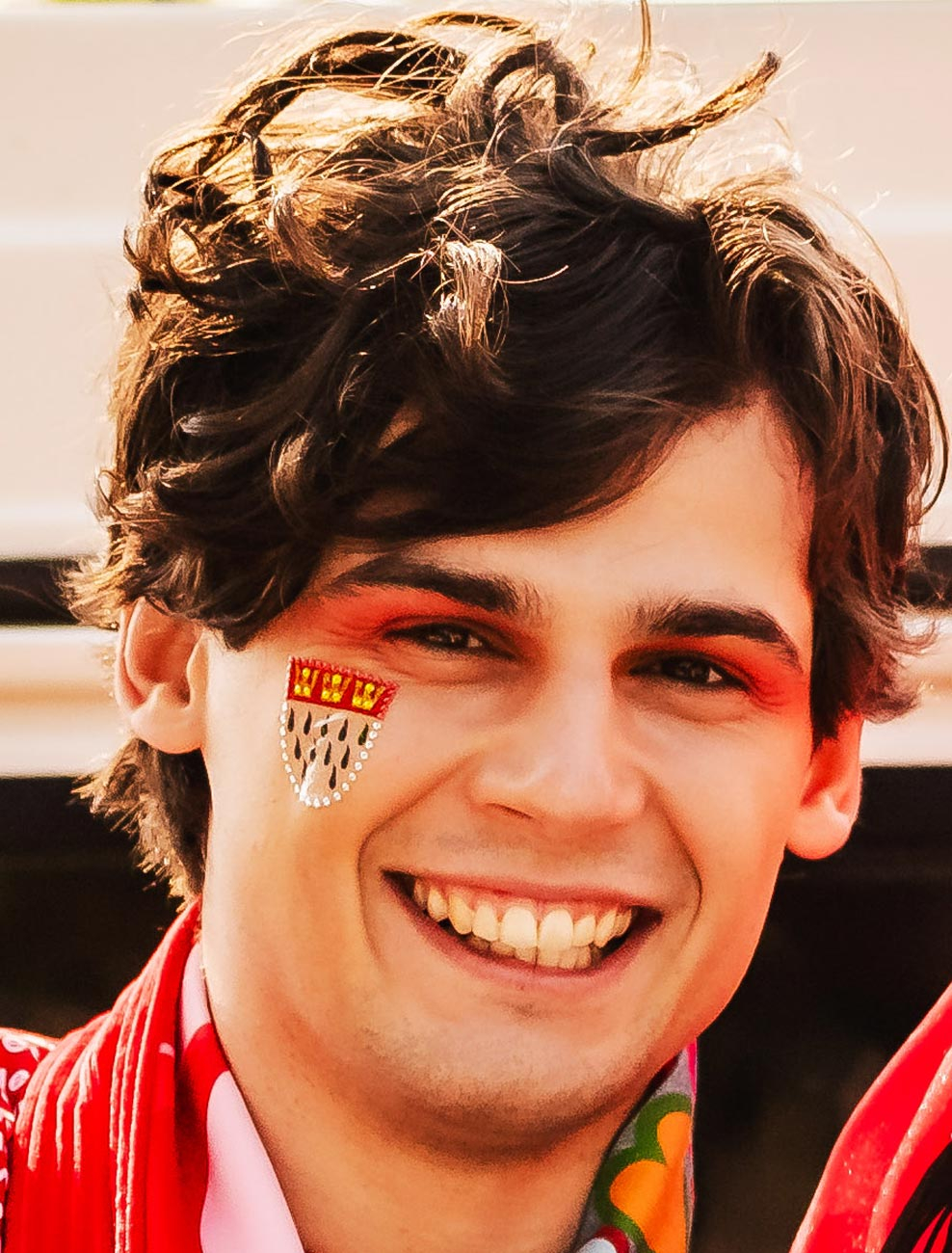 Kostümzubehör Glitzer-Tattoo Köln Wappen mit Strass Farbe: rot/weiß