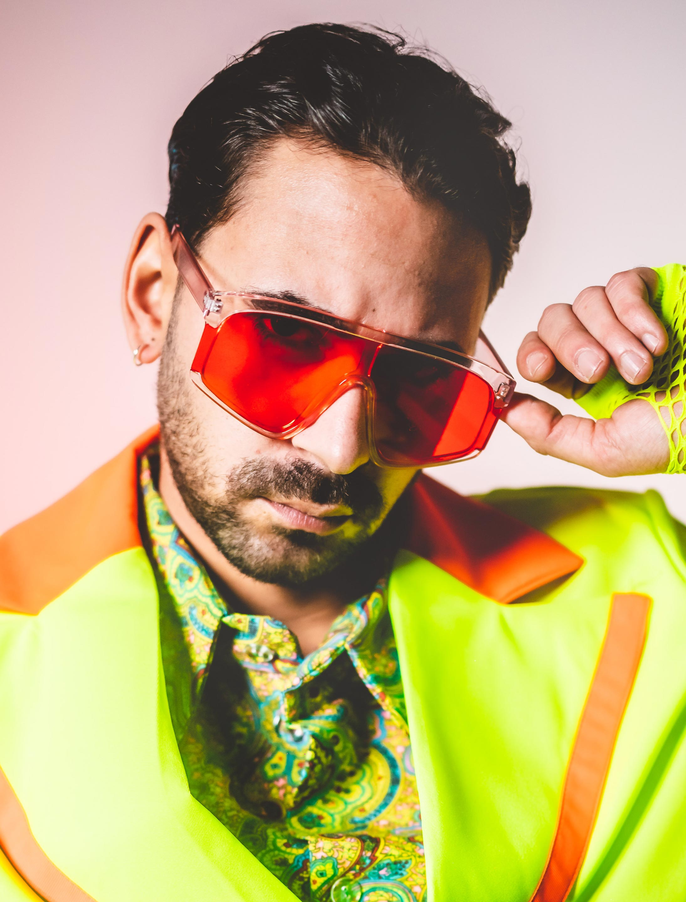 Kostümzubehör Brille Popstar rot