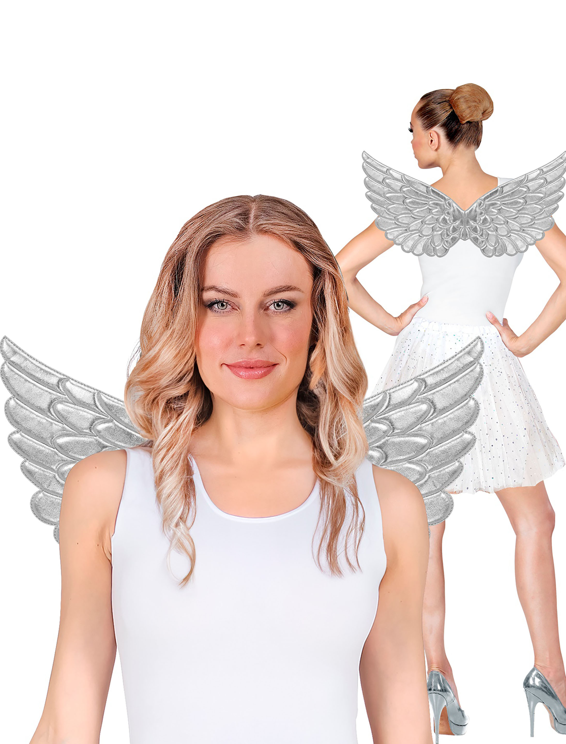 Kostümzubehör Engelsflügel 57x26cm silber