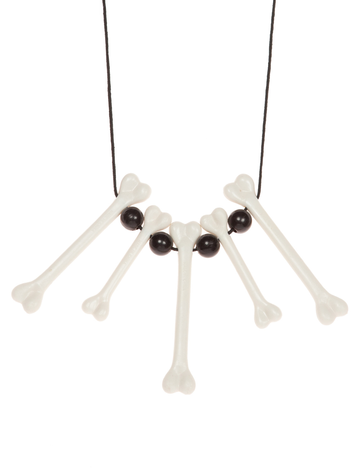 Kostümzubehör Halskette mit 5 Knochen Farbe: schwarz/weiß