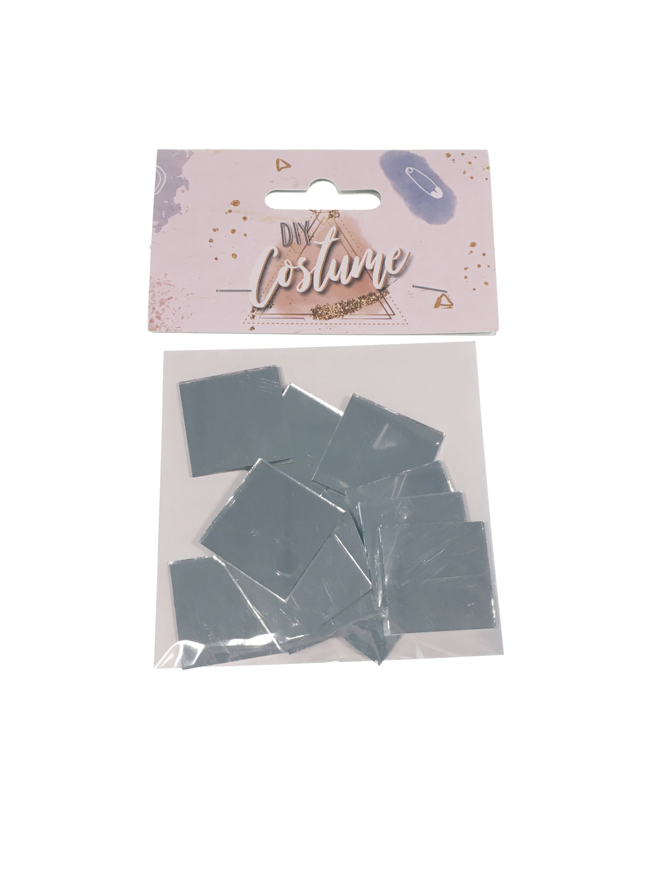 Kostümzubehör Spiegel eckig 12 Stk. Farbe: silber