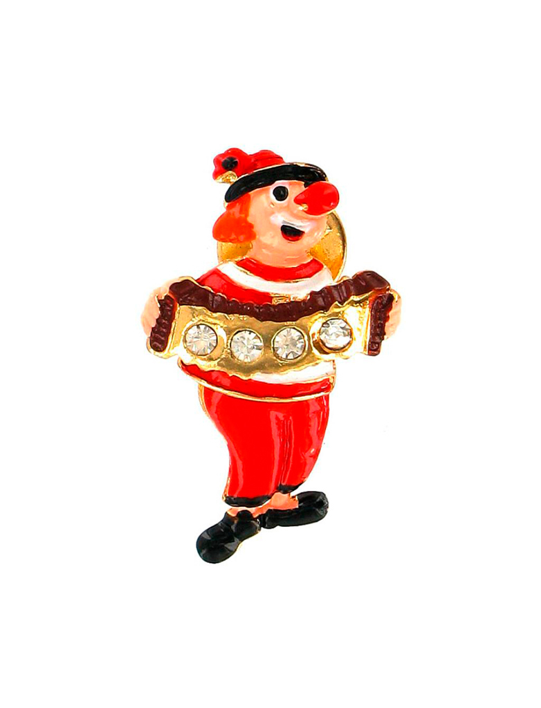 Kostümzubehör Pin Clown Ziehharmonika mit Strass bewegliche Beine Farbe: rot