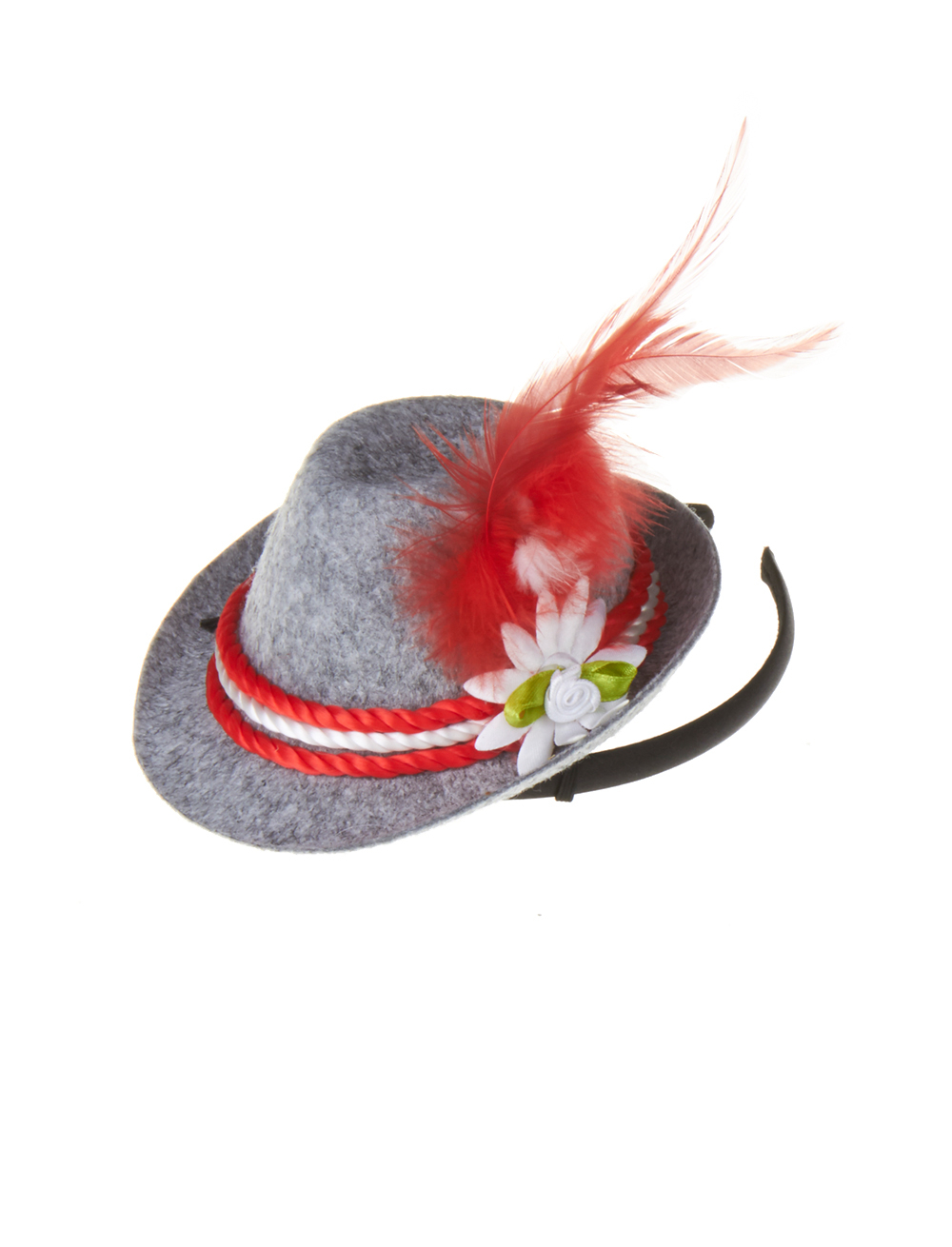 Kostümzubehör Haarreif Mini Trachtenhut rot/weiß