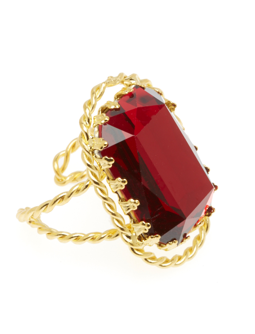 Kostümzubehör Ring mit rotem Stein gold