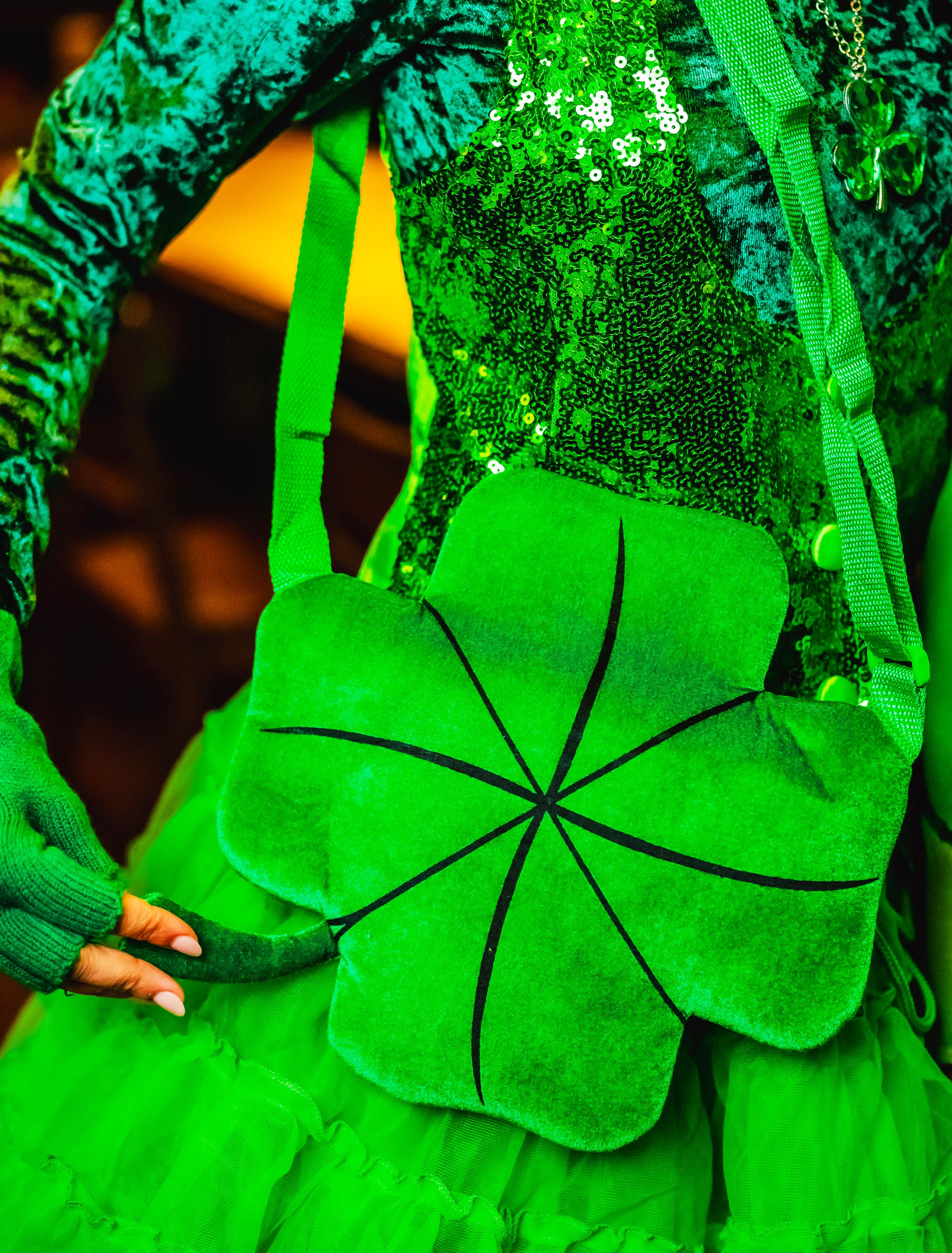 Kostümzubehör Tasche Kleeblatt grün