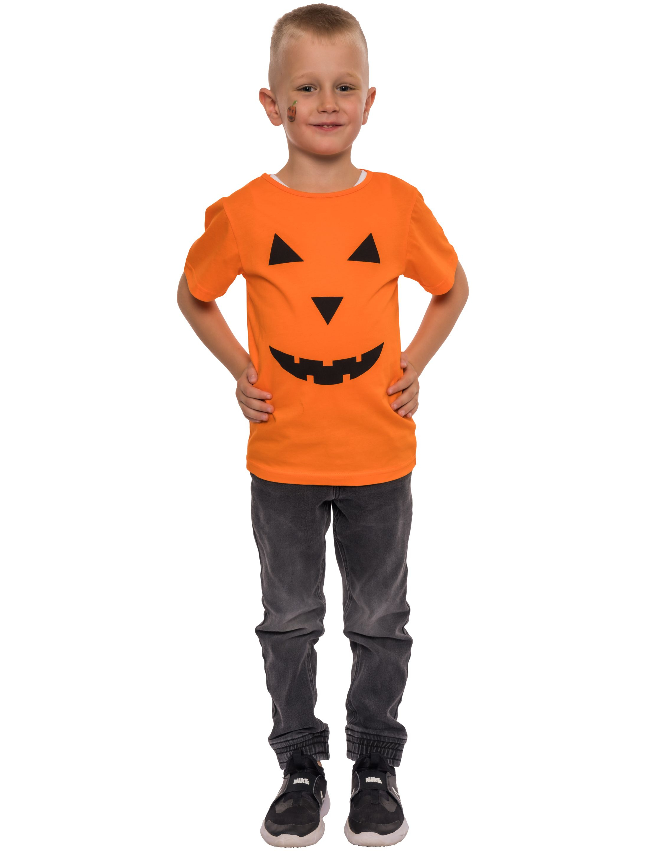 T-Shirt Halloween Kürbis orange 98-104