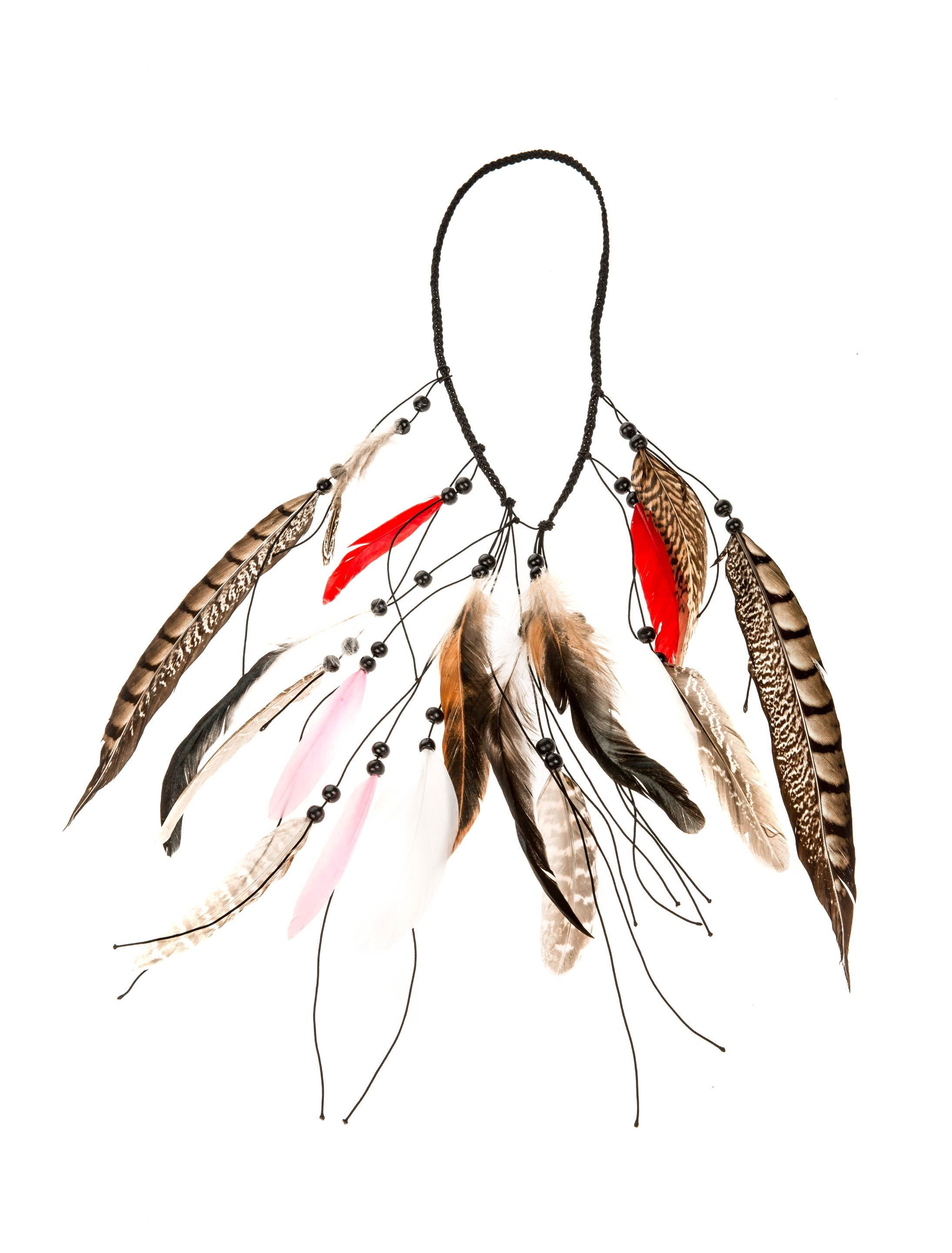 Kostümzubehör Halskette Fasanenfedern Farbe: braun