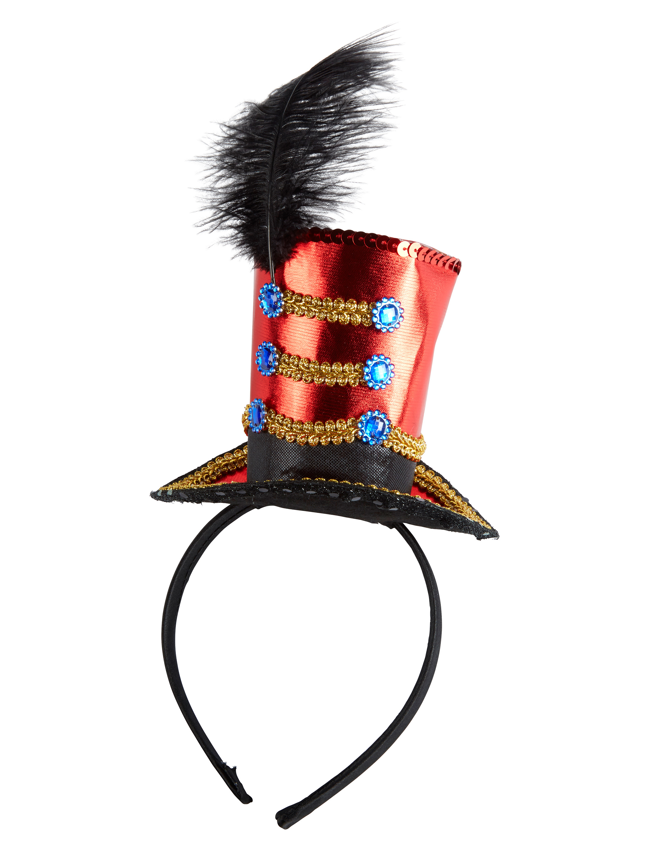 Kostümzubehör Haarreif Mini Zylinder Dompteur Farbe: schwarz/rot