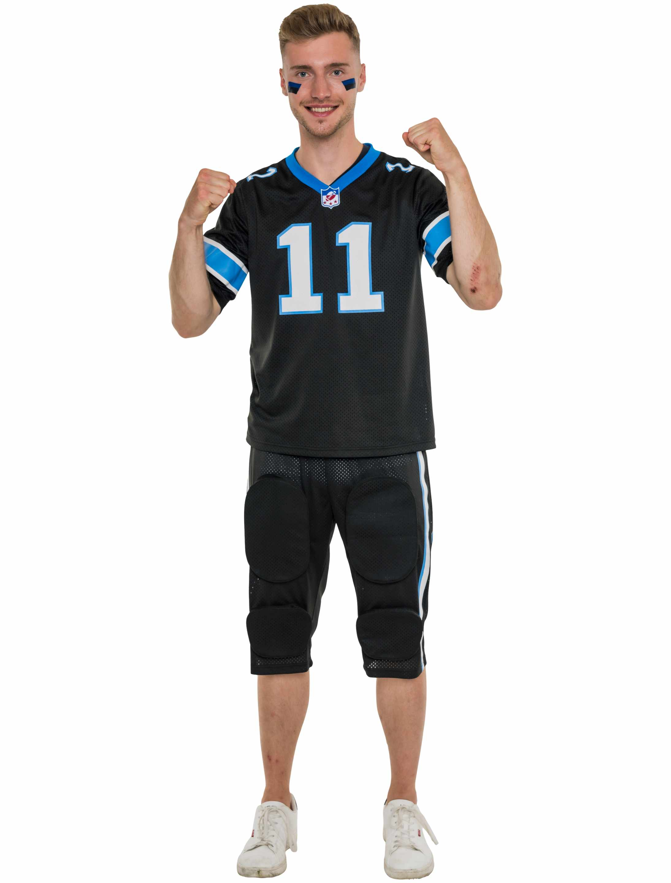 Kostüm Football 2-tlg. Herren schwarz/blau S/M