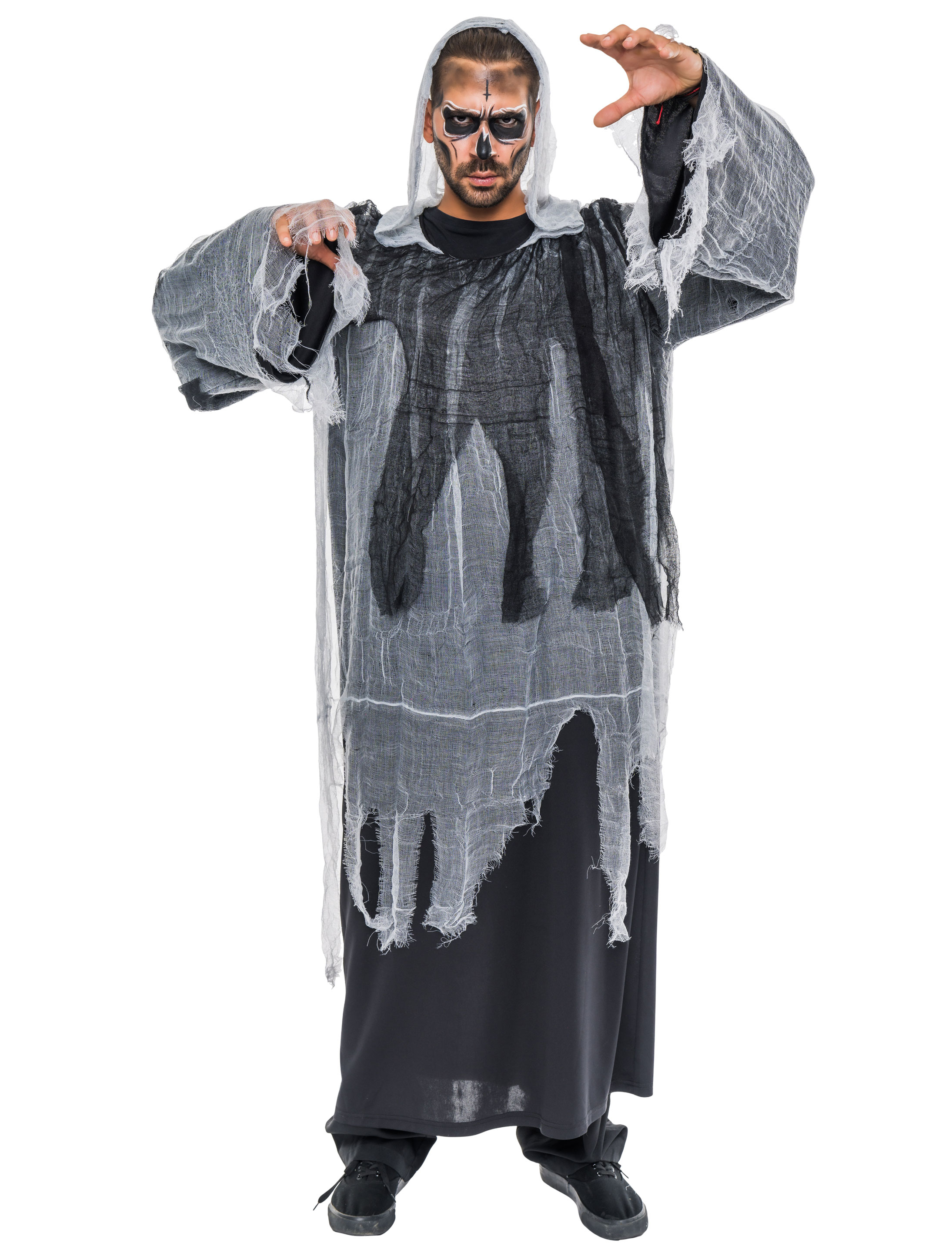 Kostüm Sensenmann mit Kapuze schwarz one size