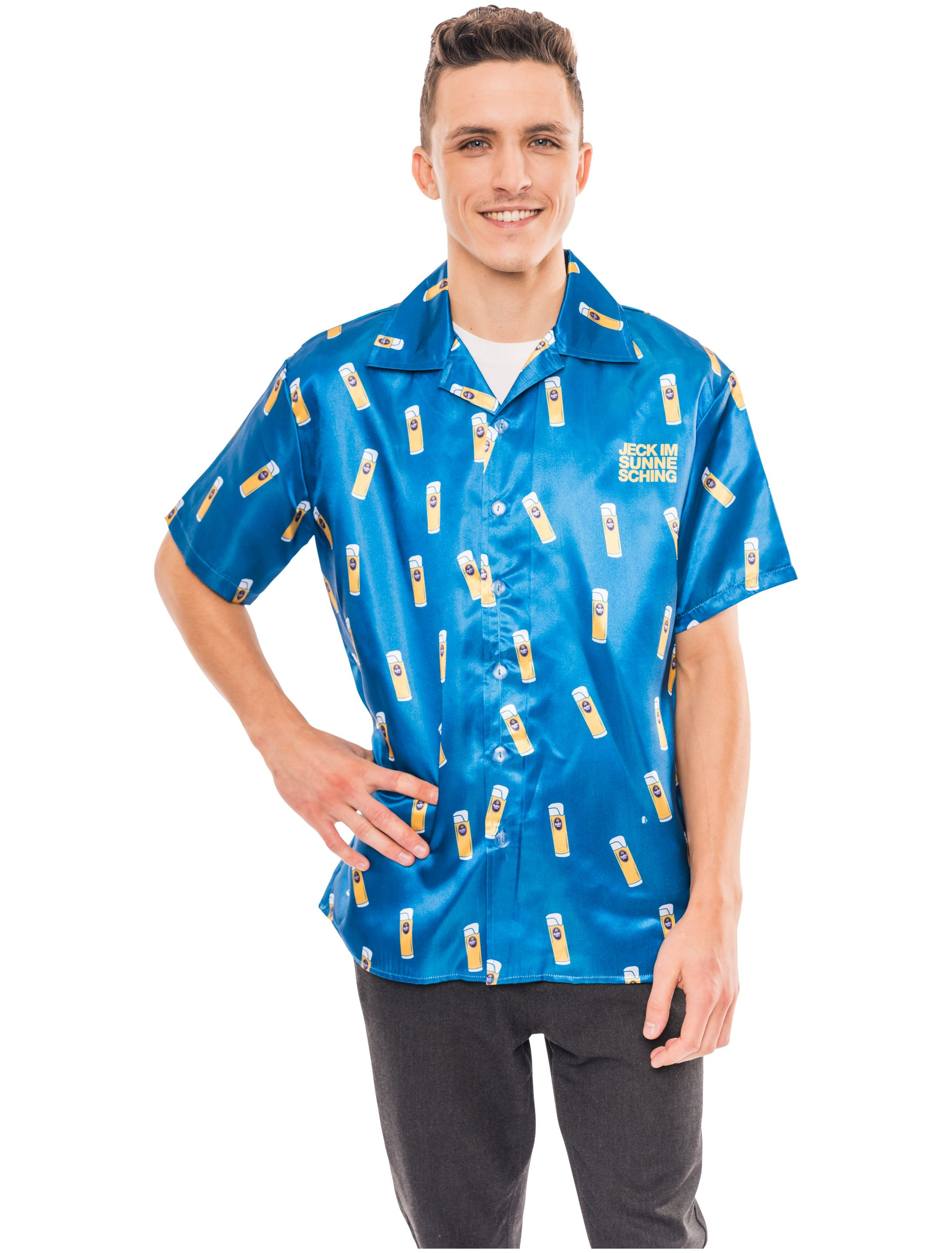 JIS Satin Shirt Jeck im Sunnesching Herren blau L-XL