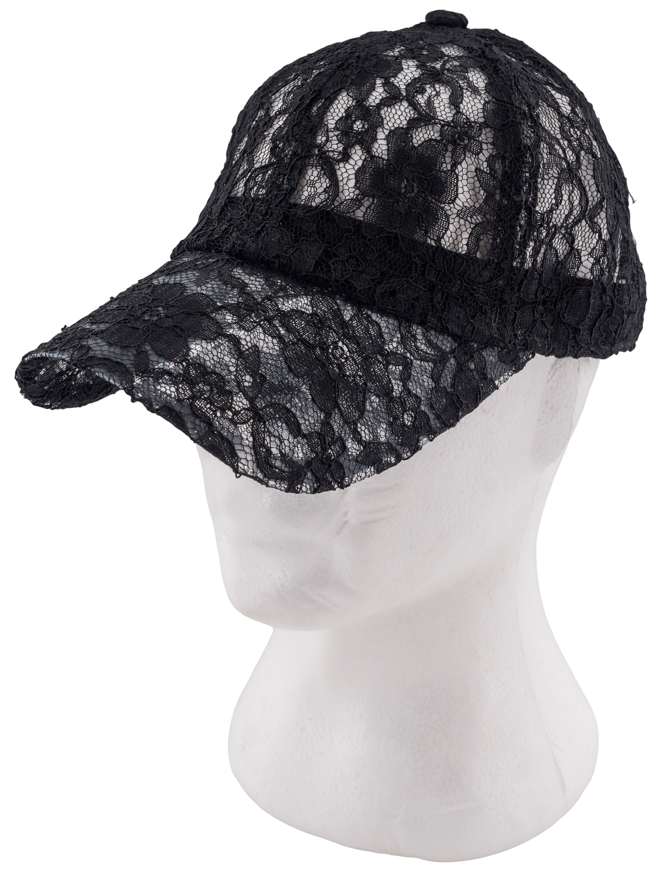 Kostümzubehör Baseball Cap mit Spitze schwarz