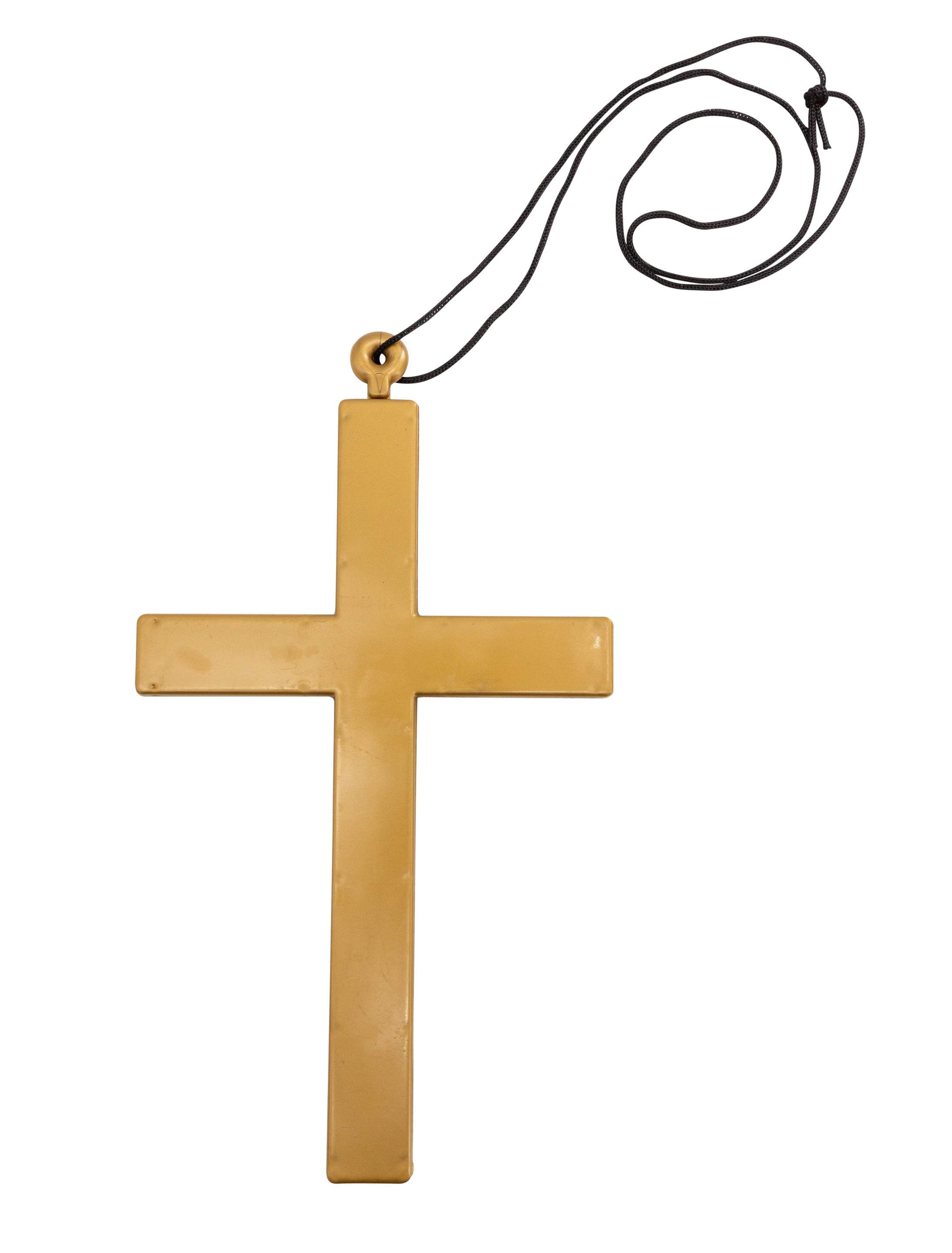 Kostümzubehör Halskette Kreuz am Band Farbe: braun