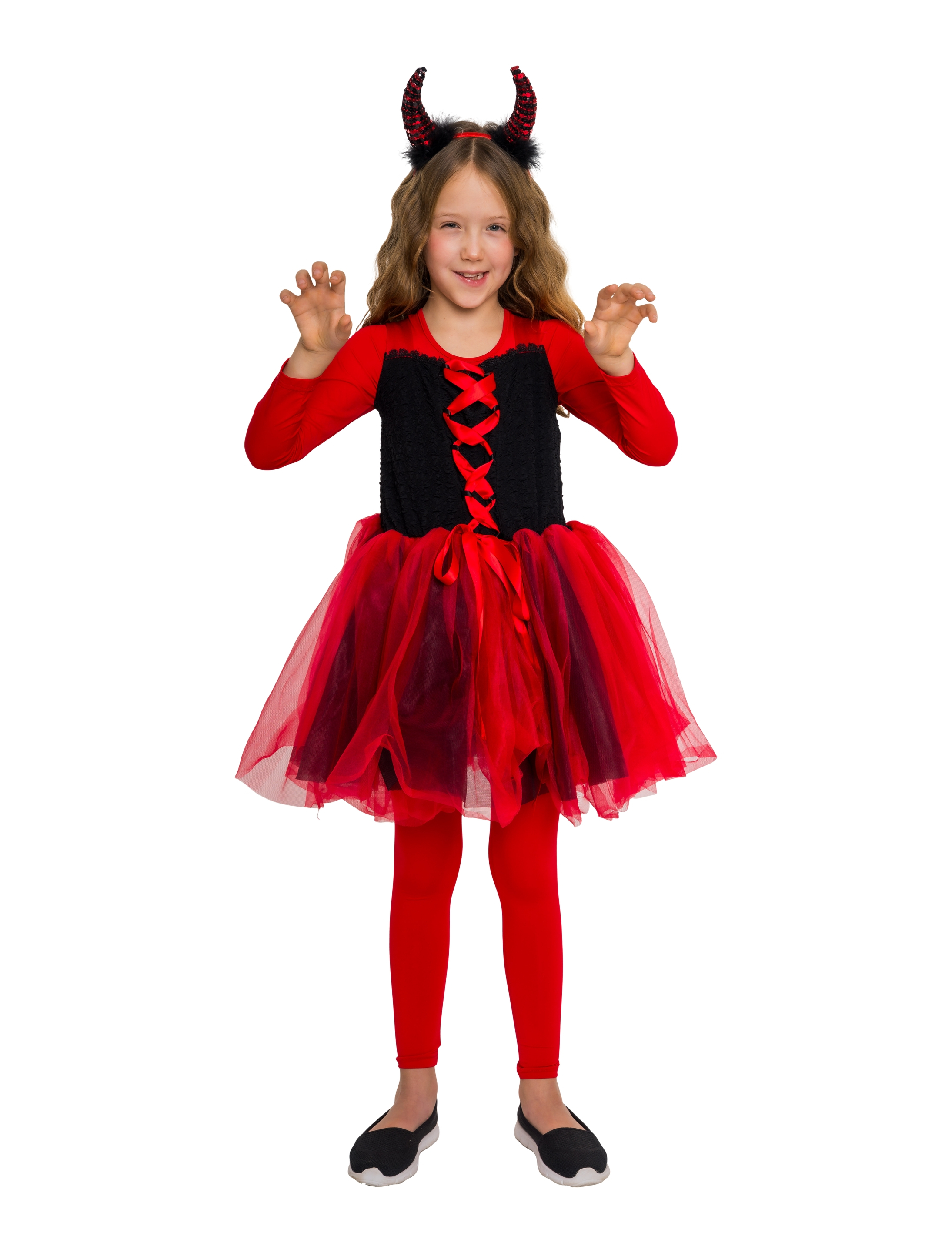 Kleid Teufelchen Mädchen schwarz/rot 98/104