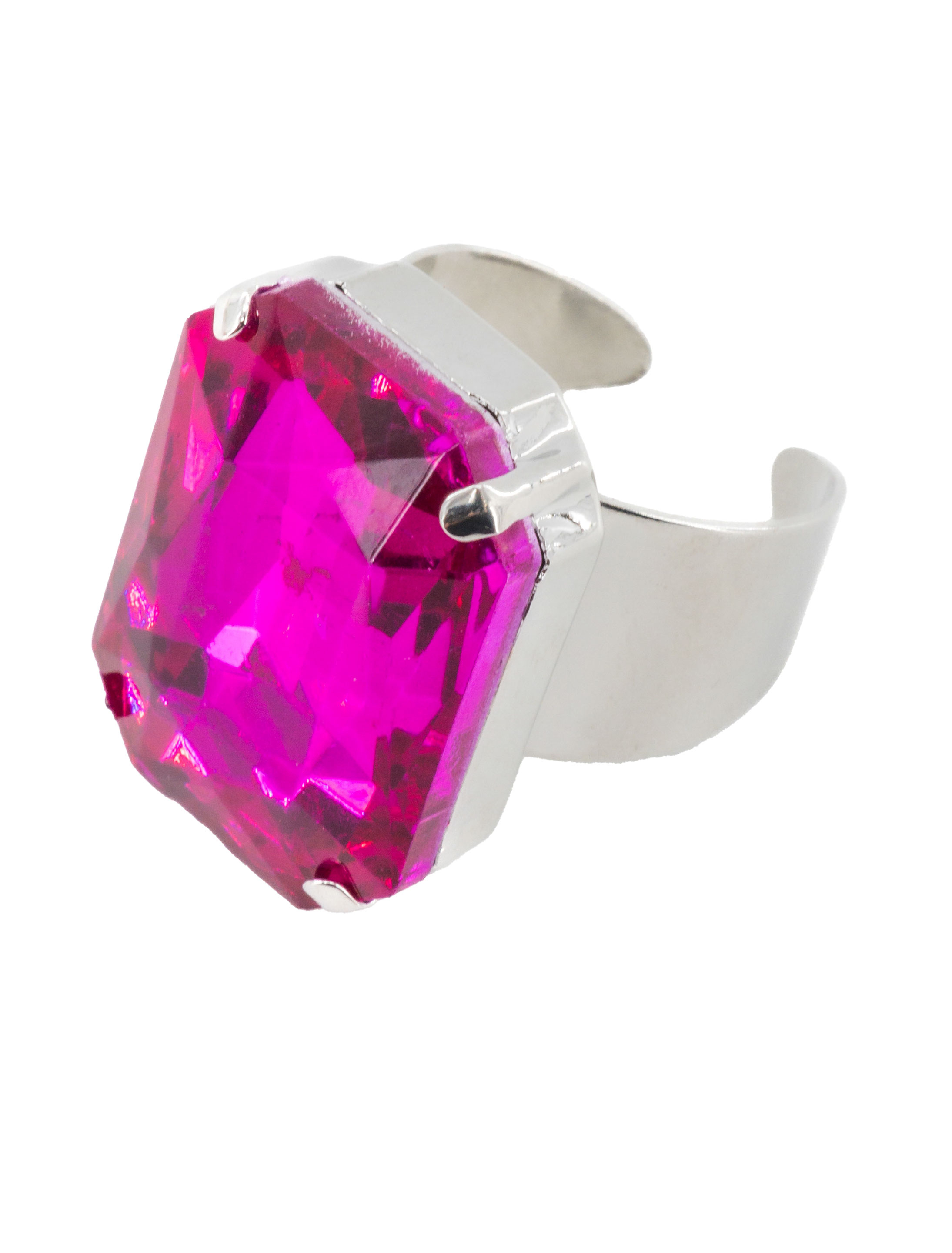Kostümzubehör Ring mit Kristall pink