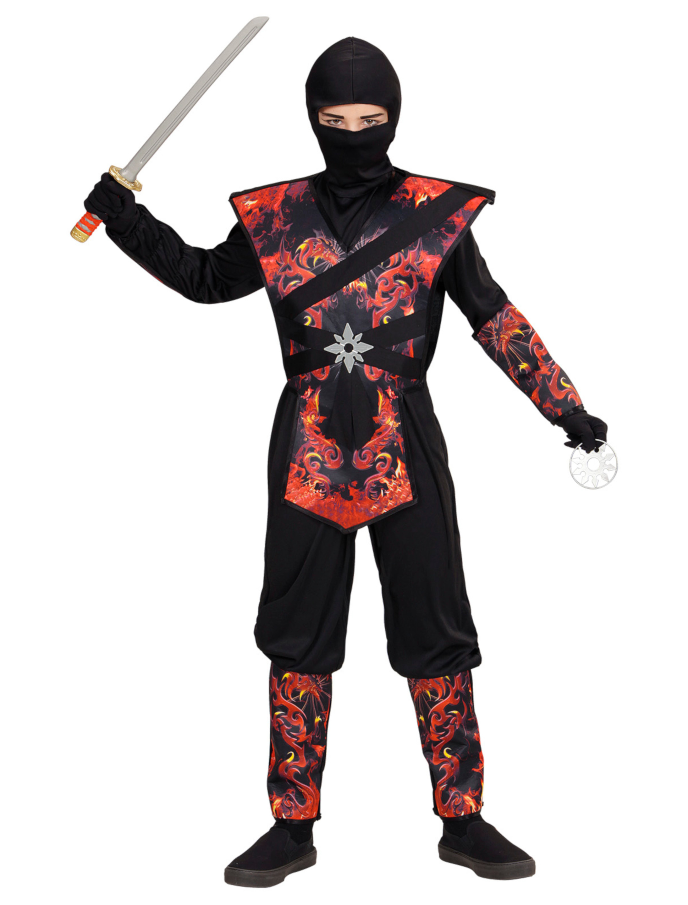 Overall Ninja 2tlg. Kinder schwarz/rot 140