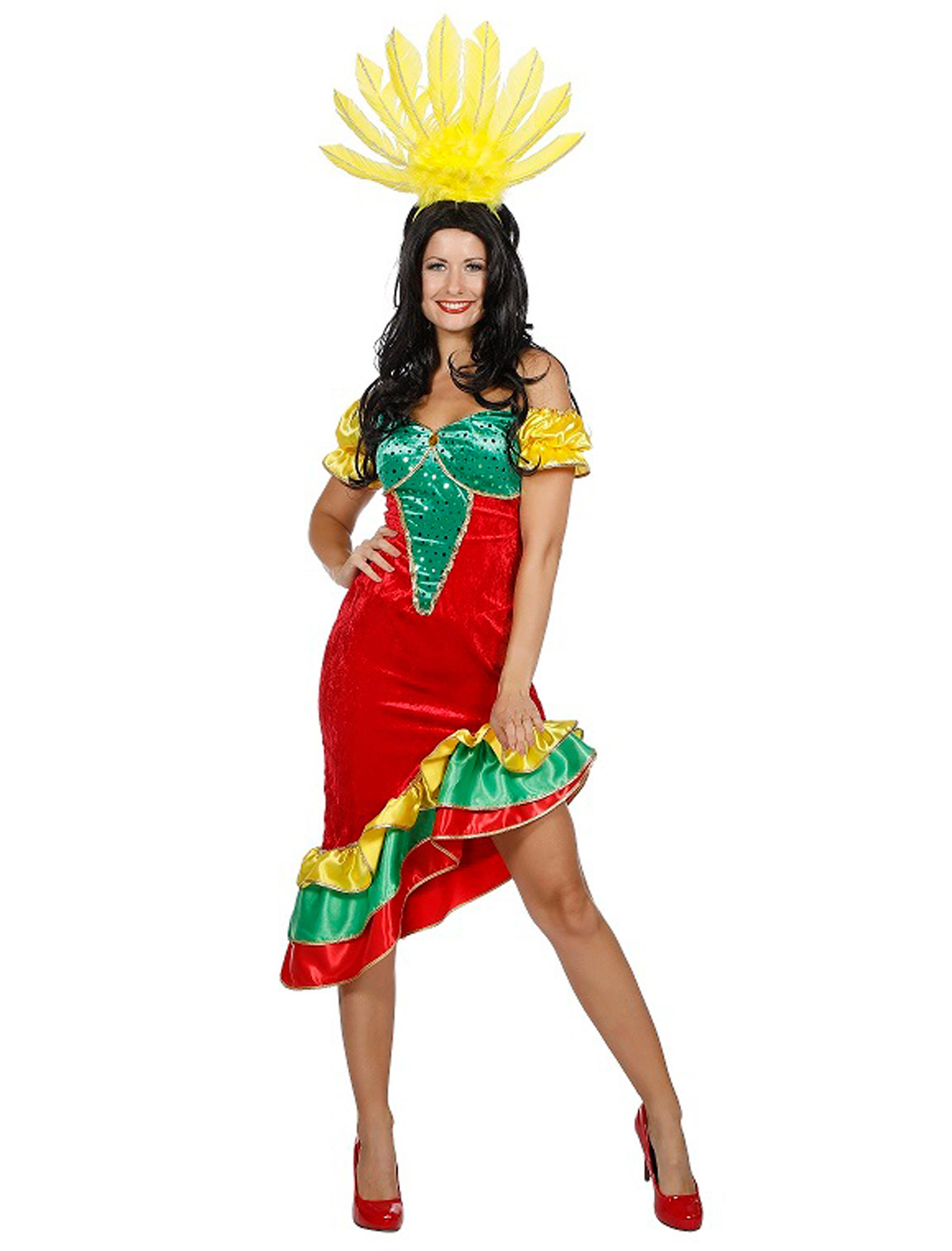 Kleid Samba Damen rot/gelb/grün 36
