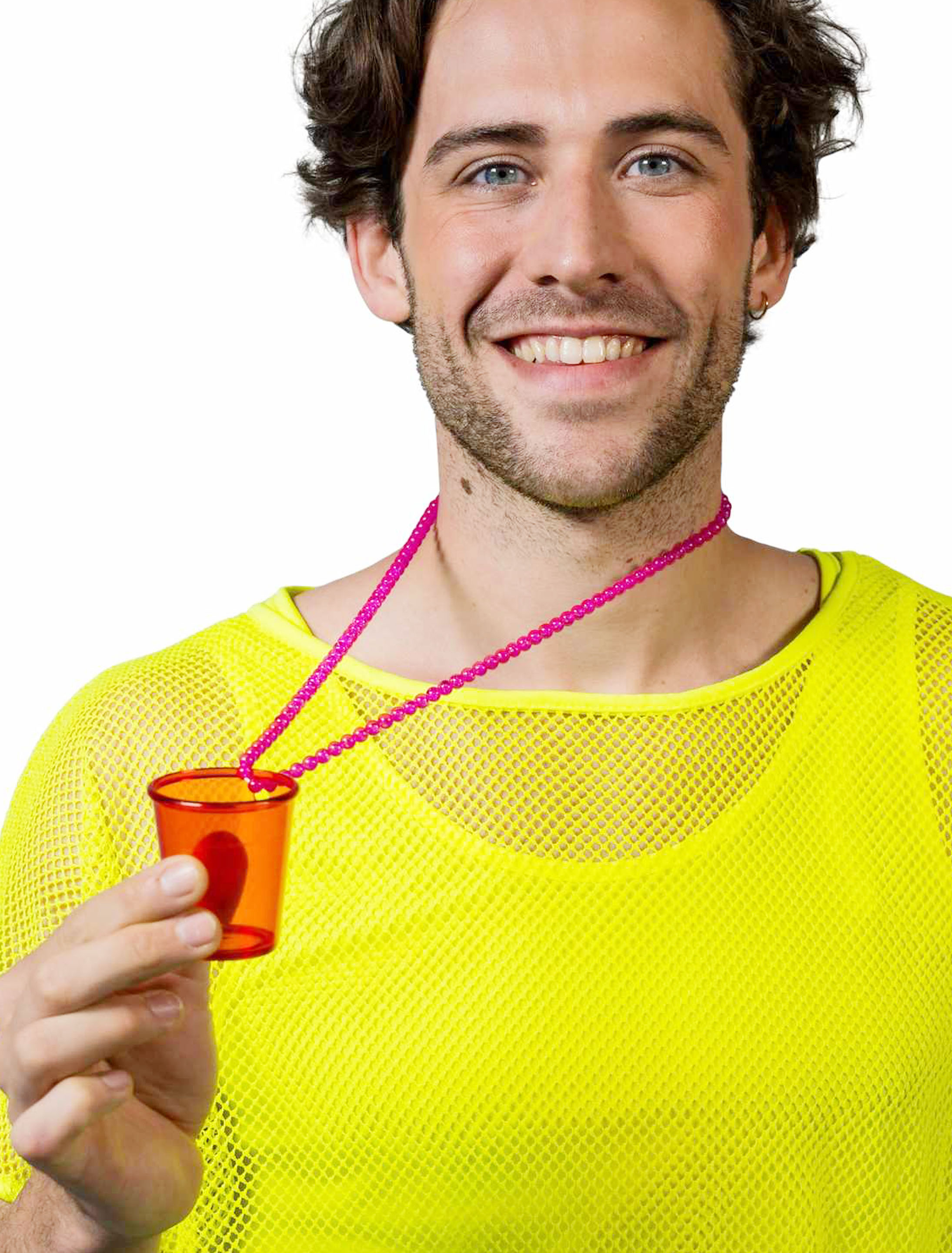 Kostümzubehör Halskette mit Shotglas pink