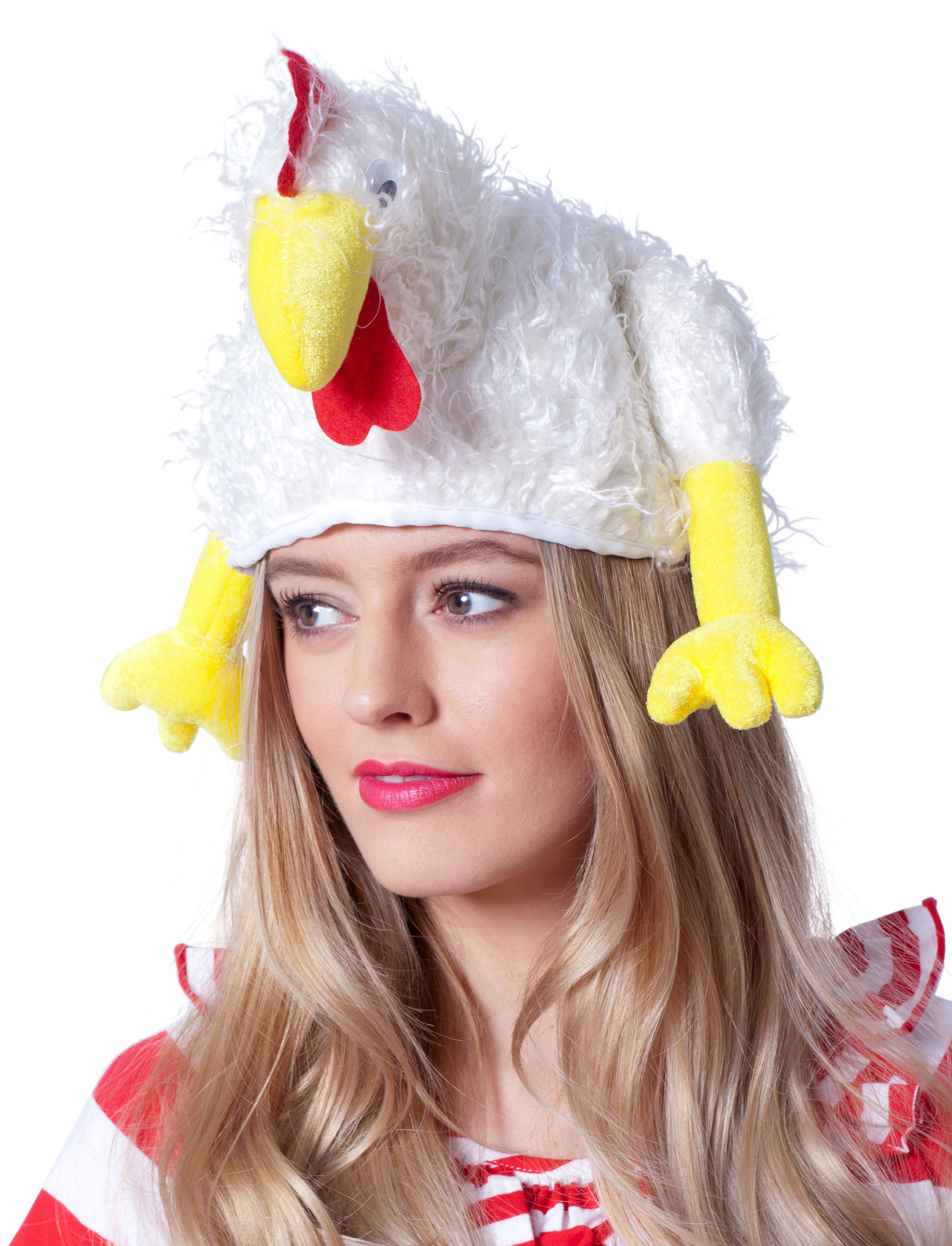 Kostümzubehör Mütze Huhn Plüsch Farbe: weiß