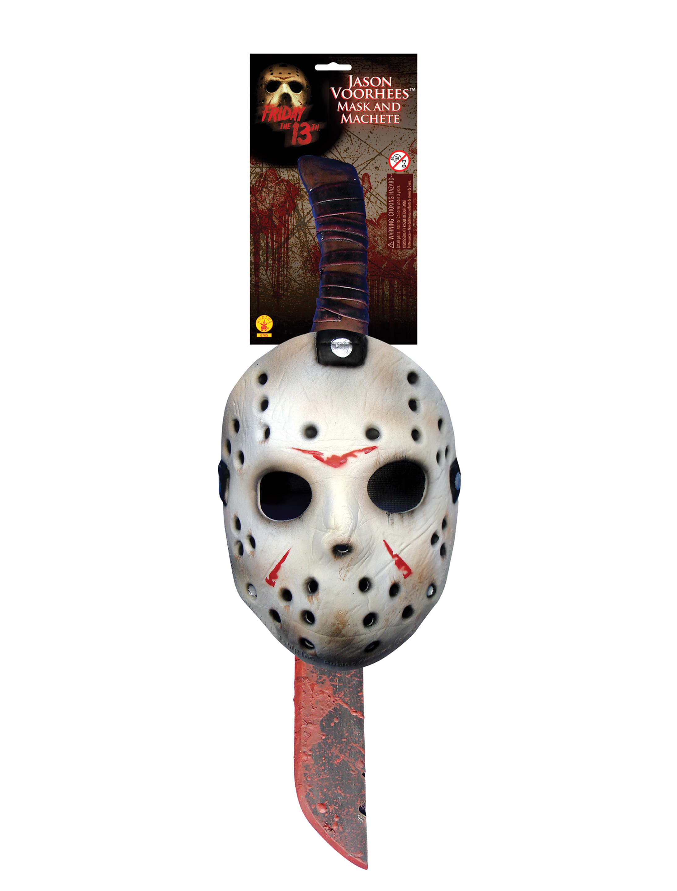 Kostümzubehör Maske mit Machete Jason Voorhees schwarz/weiß/rot