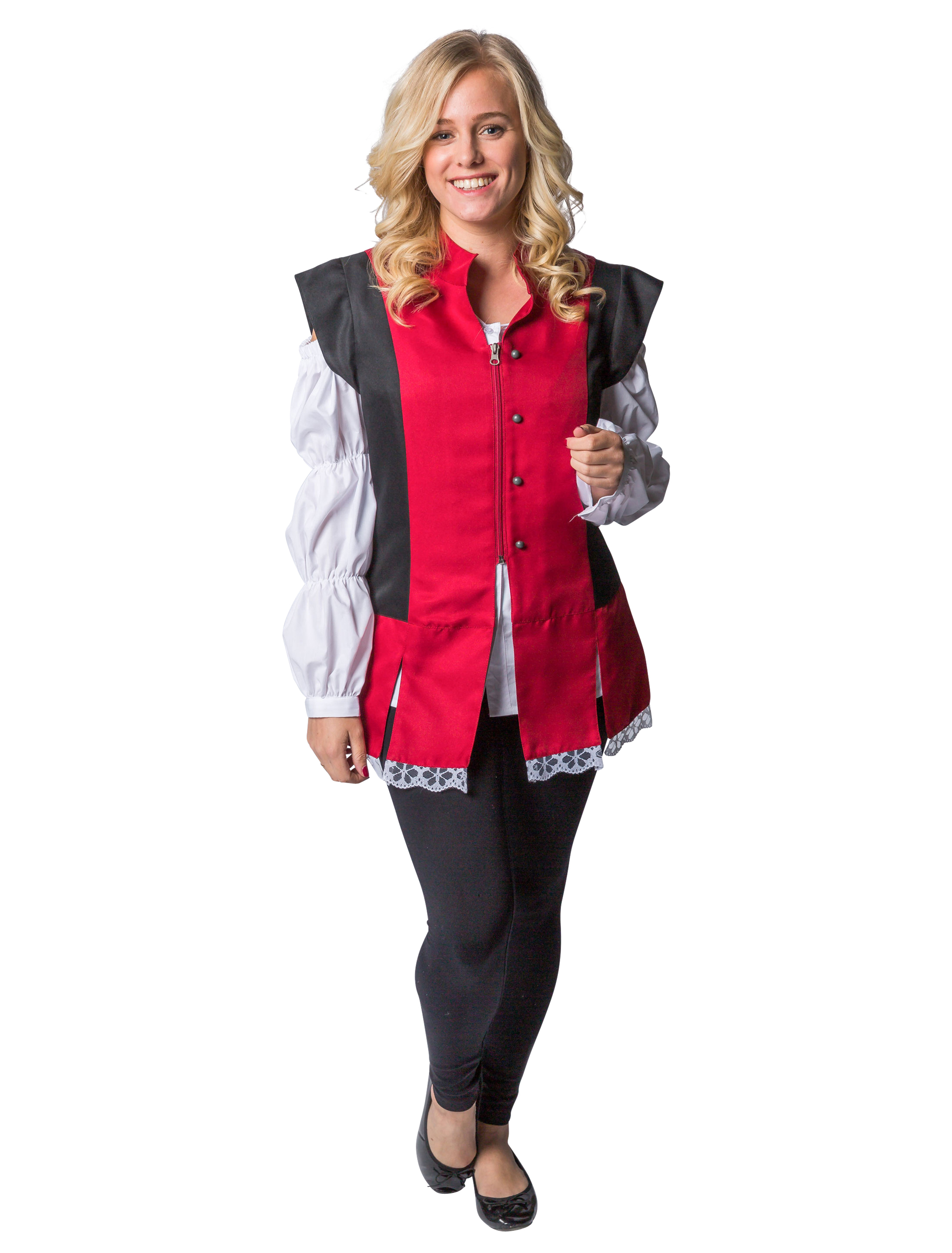 Jacke kurzarm Musketier Damen schwarz/rot M