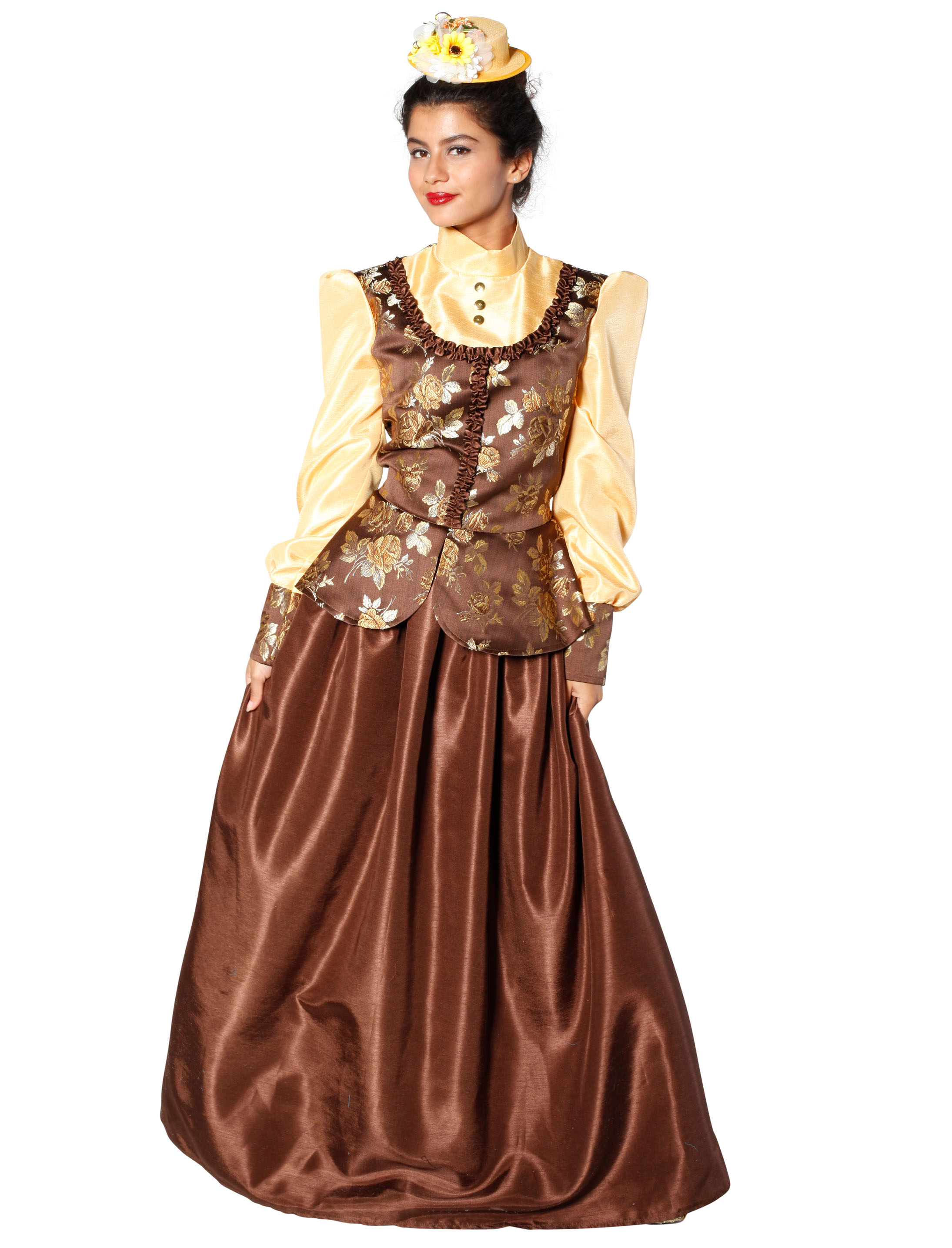 Kleid Viktorianische Dame Damen braun/gold M
