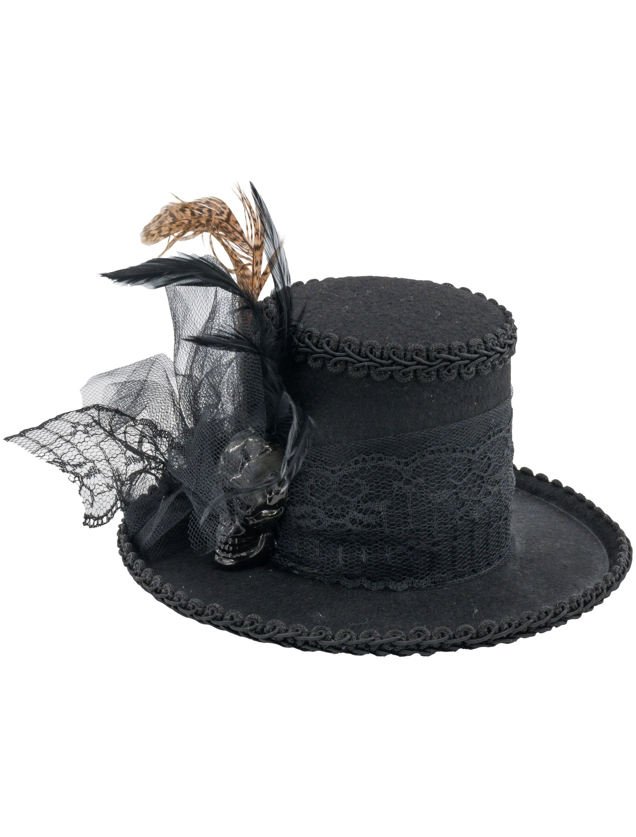 Kostümzubehör Zylinder Mini mit Haarspange Damen schwarz