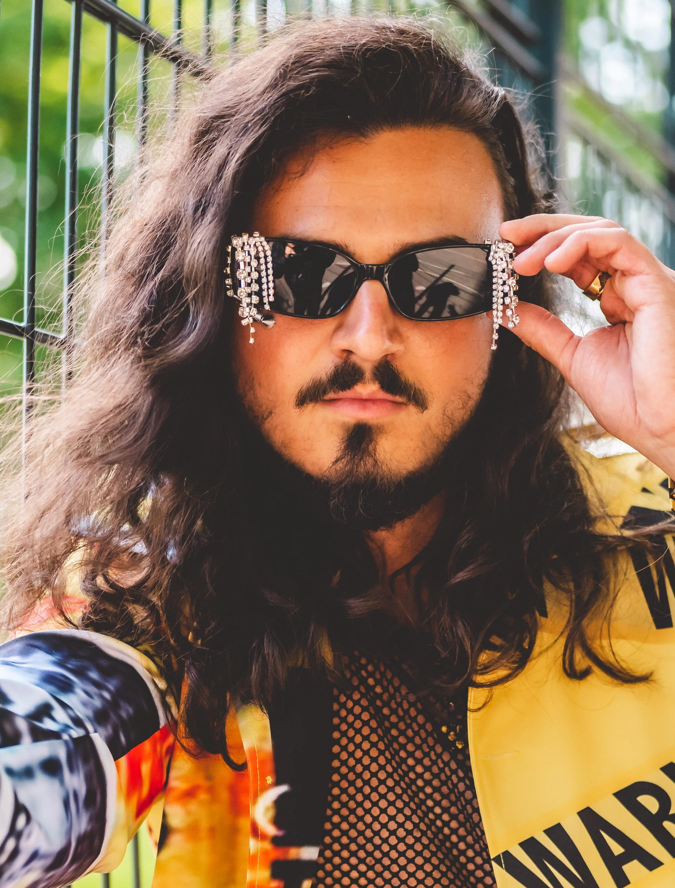 Kostümzubehör Brille mit Strass schwarz/silber