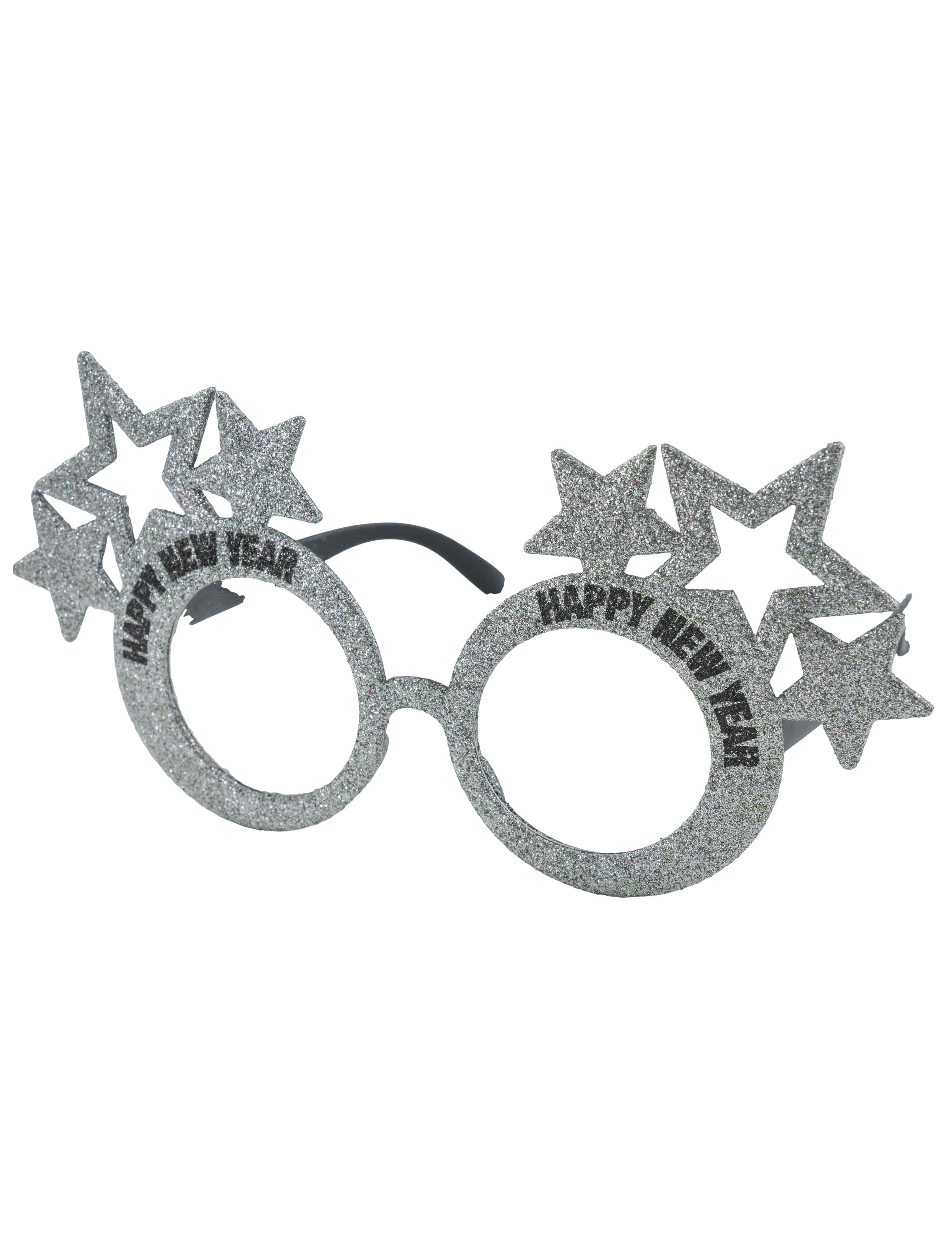 Kostümzubehör Brille Happy New Year schwarz/silber