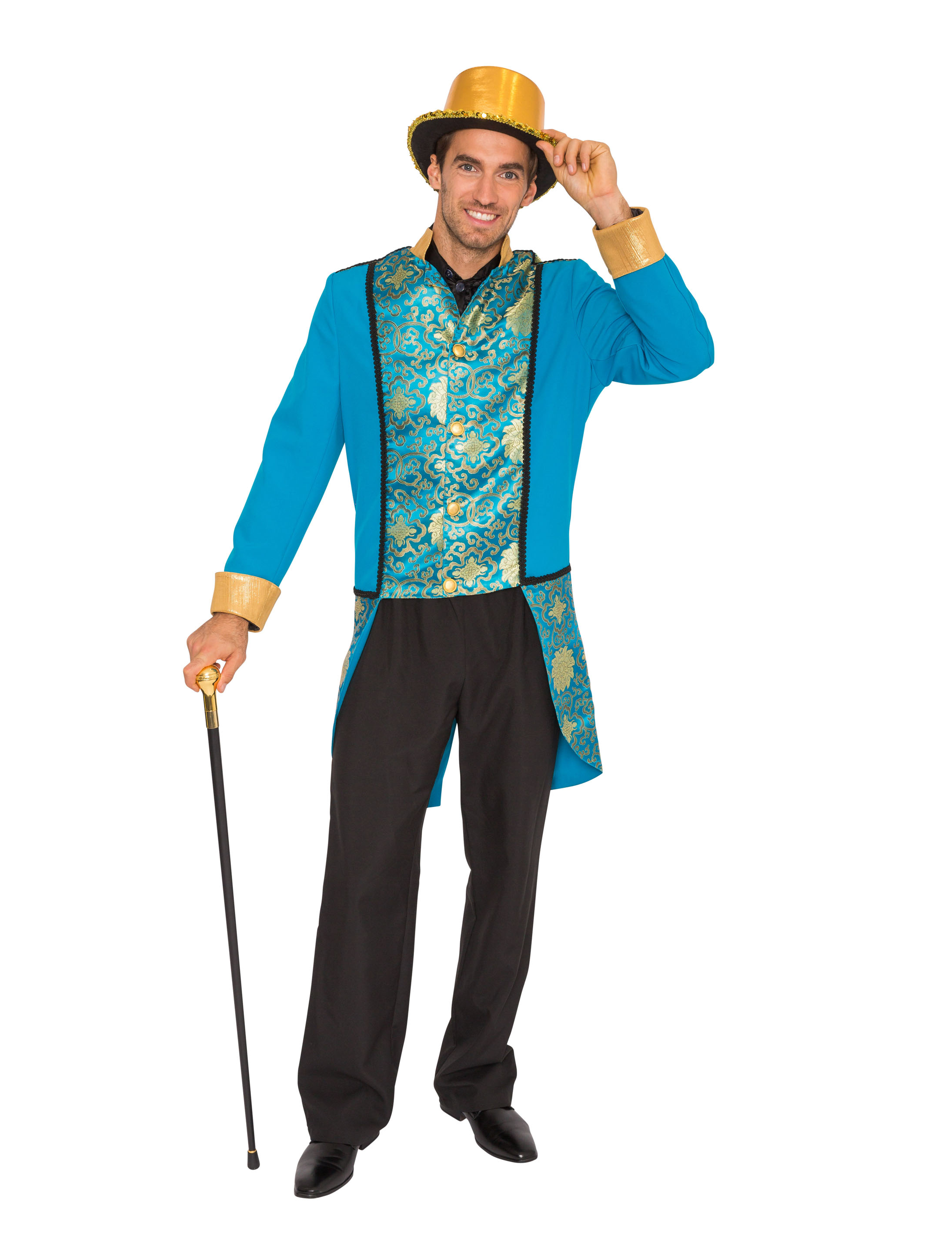 Jacke Rokoko Herren gold/türkis M